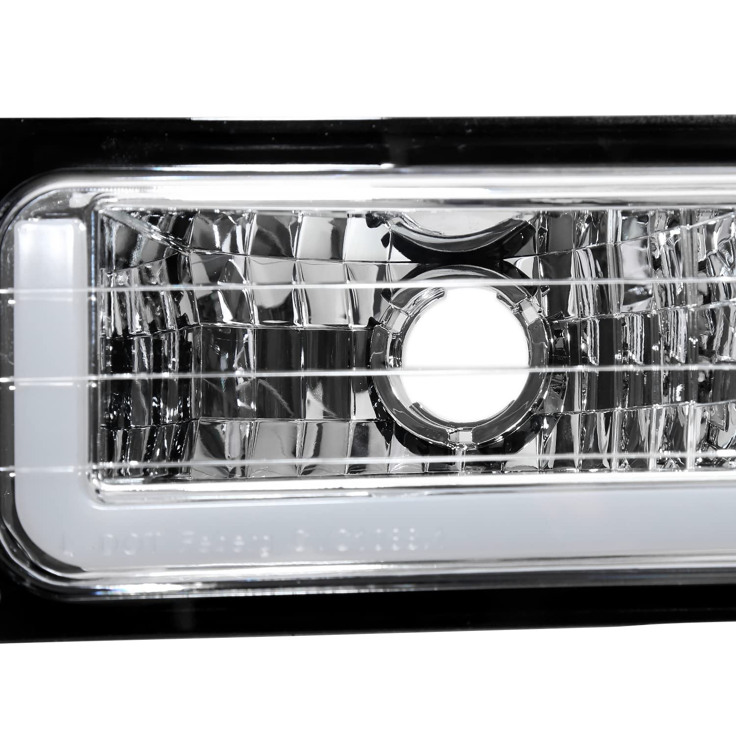 Spec-D Tuning Chrome LED Bar Headlights with Bumper & Corner Lights - Compatible with 1994-1998 GMC C10 C/K Suburban Sierra - Left & Right Pair Headlamp Assembly - Upgrade for Off-Road & Night Driving Visibility