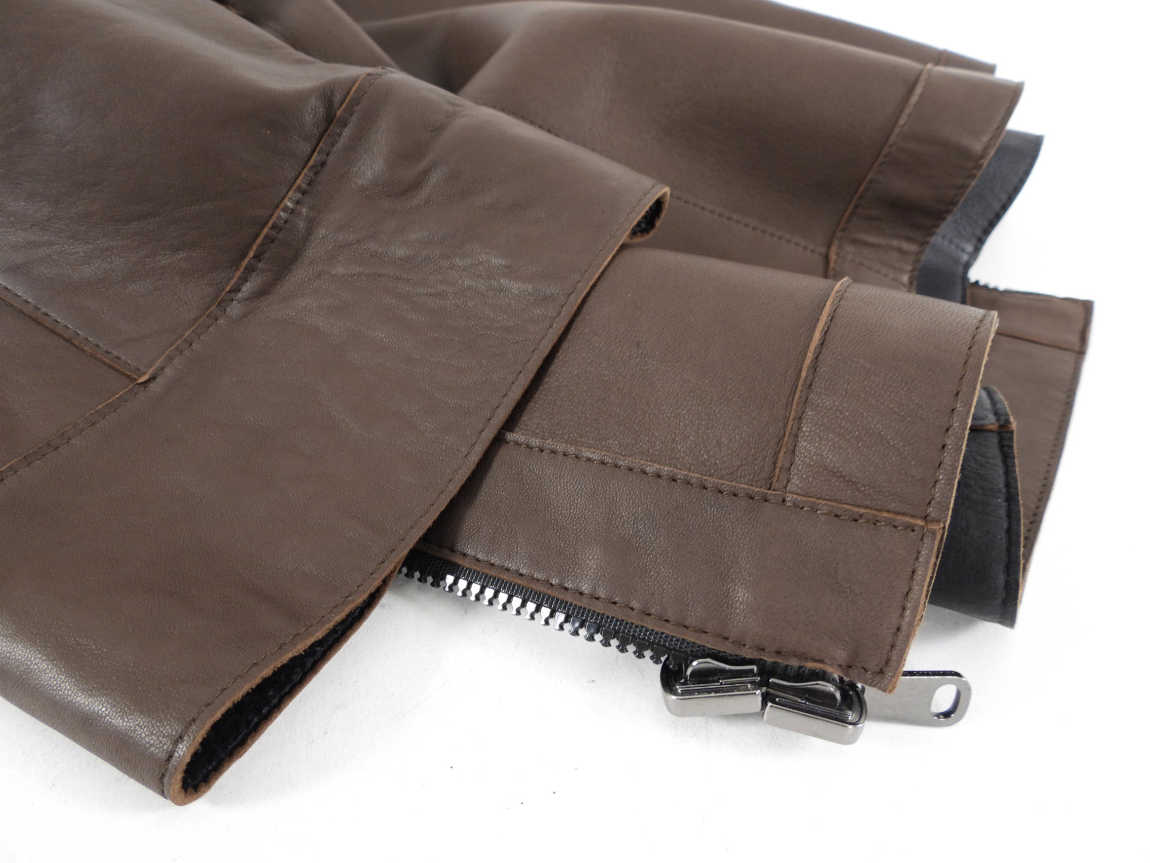 Brunello Cucinelli Reversible Leather Zip Coat - Black & Brown | Men's Luxury Outerwear | Size IT46 / US L | Perfect for Business Travel & Winter Fashion