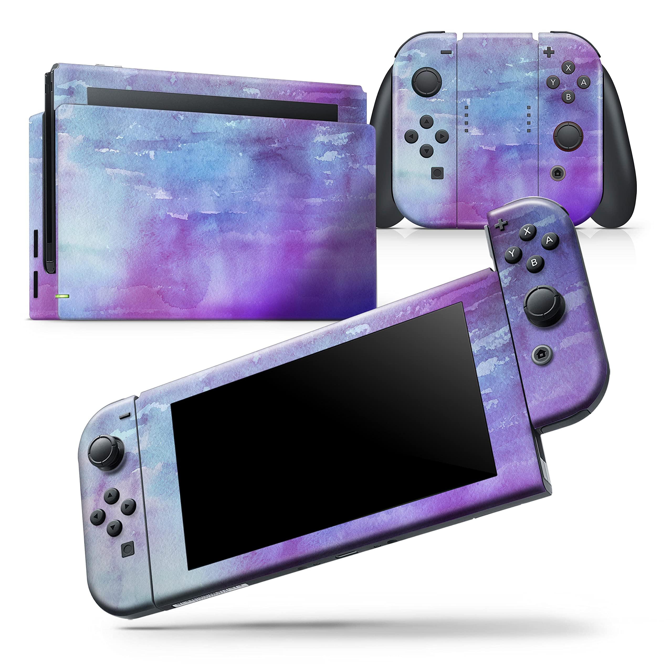 Nintendo Switch Pro Controller Skin - Blotted Purple Watercolor Vinyl Decal Cover | Scratch-Resistant, Removable & Protective Wrap | Perfect for Gaming, Travel & Customization