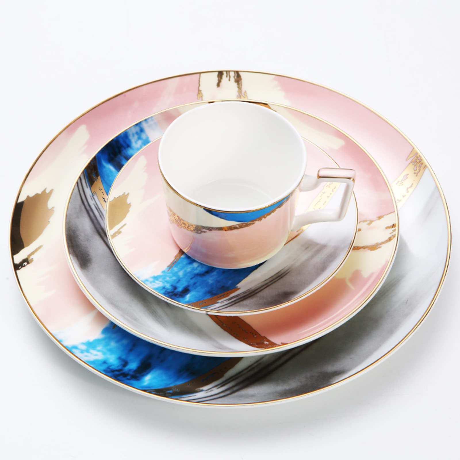 16-Piece Bone China Dinnerware Set for 4 - Plates & Bowls Set, Elegant Red Kitchen Dishes for Daily Use, Family Dinners & Special Occasions