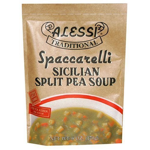 Alessi Traditional Spaccarelli Sicilian Split Pea Soup 6oz (Pack of 3) - Authentic Italian Soup for Quick Meals, Camping & Emergency Food Supply