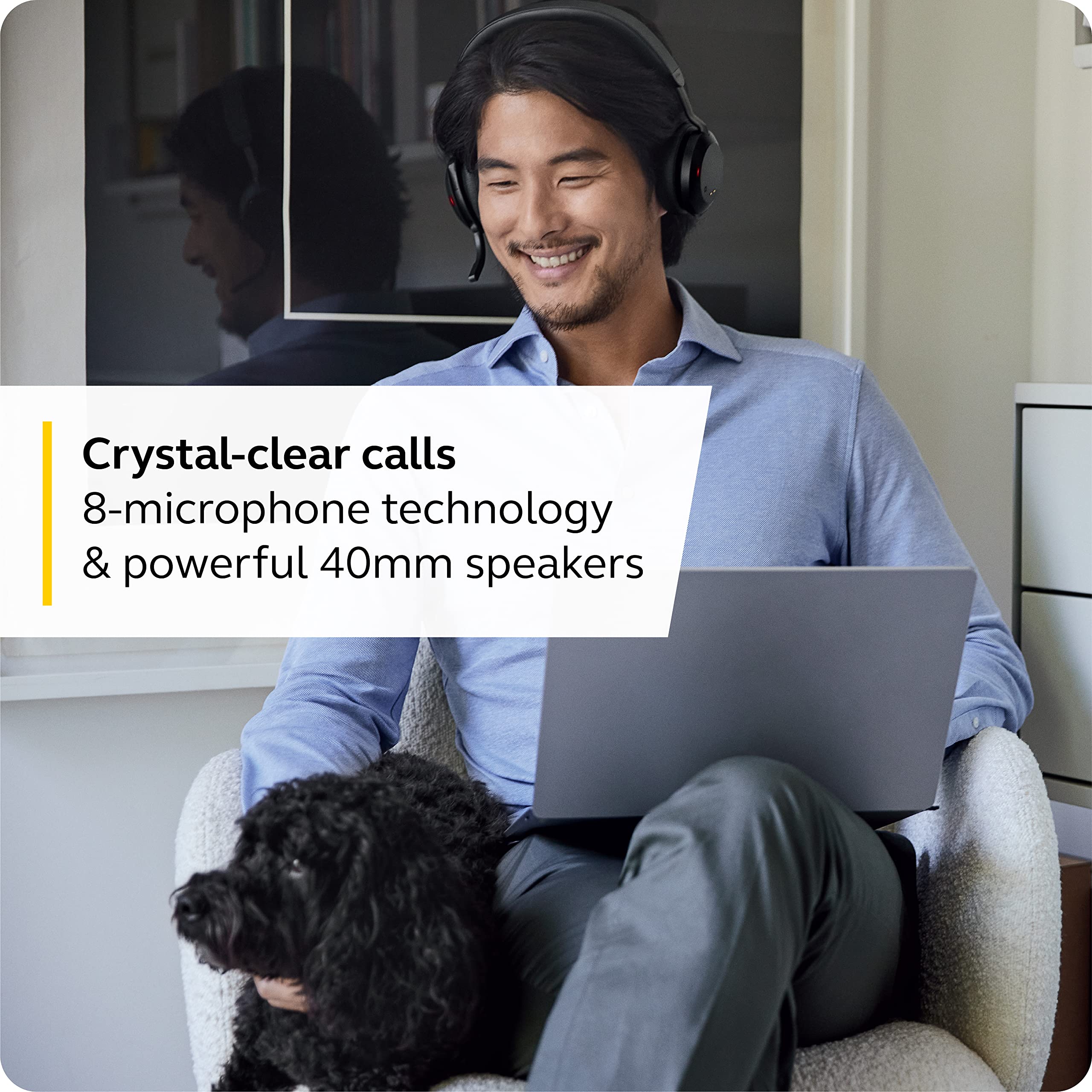 Jabra Evolve2 75 Wireless Headset with ANC, USB-C Bluetooth Adapter - UC Compatible PC Headphones for Office, Call Center & Remote Work (Renewed, Black)