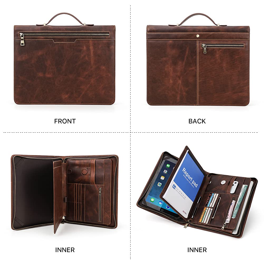 Premium Genuine Leather Travel Portfolio for iPad Pro 12.9