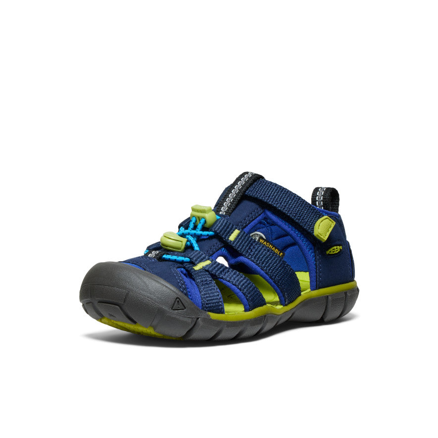 Little Kids' Seacamp II CNX Water Shoes - Navy Blue & Chartreuse for Boys & Girls - Comfortable Beach & Pool Shoes for Swimming, Boating, and Outdoor Activities