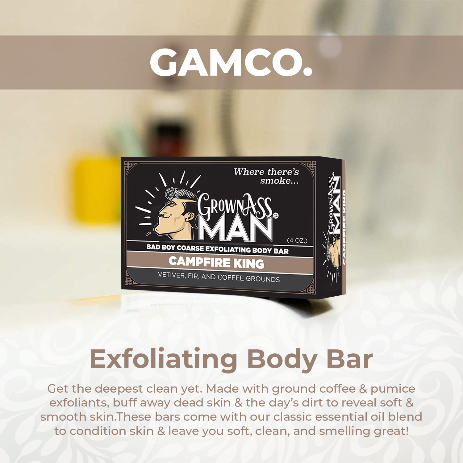 Campfire King Body Bars - Coarse Exfoliating Soap for Men & Women | Natural Skincare for Dry Skin & Rough Areas | Perfect for Post-Workout, Camping & Outdoor Adventures