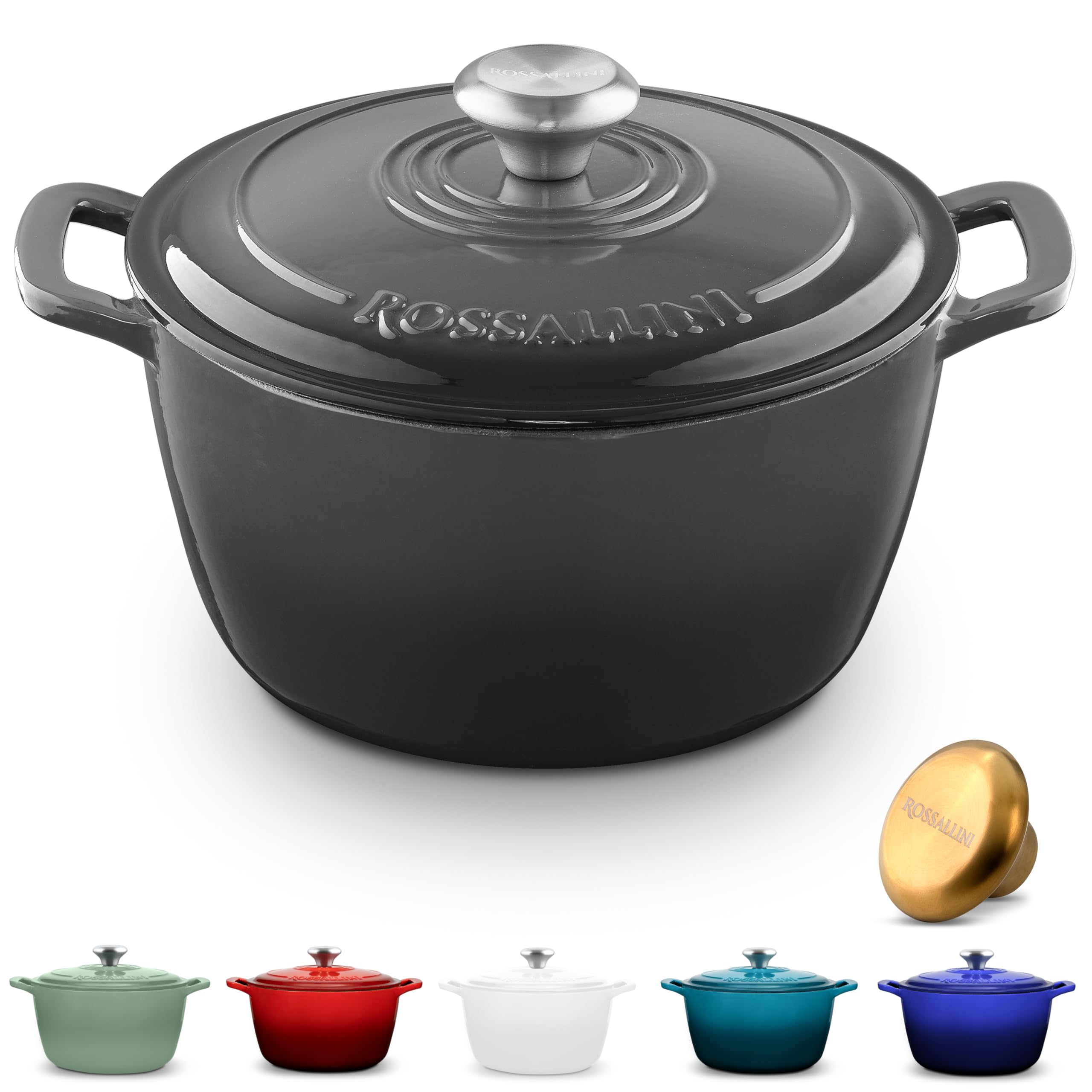Premium 5.5Qt Enameled Cast Iron Dutch Oven with Lid - Nonstick Oven Safe Cookware for Roasting, Baking, Sautéing & Bread Making | Perfect for Soups, Stews & Family Dinners | Oyster Grey