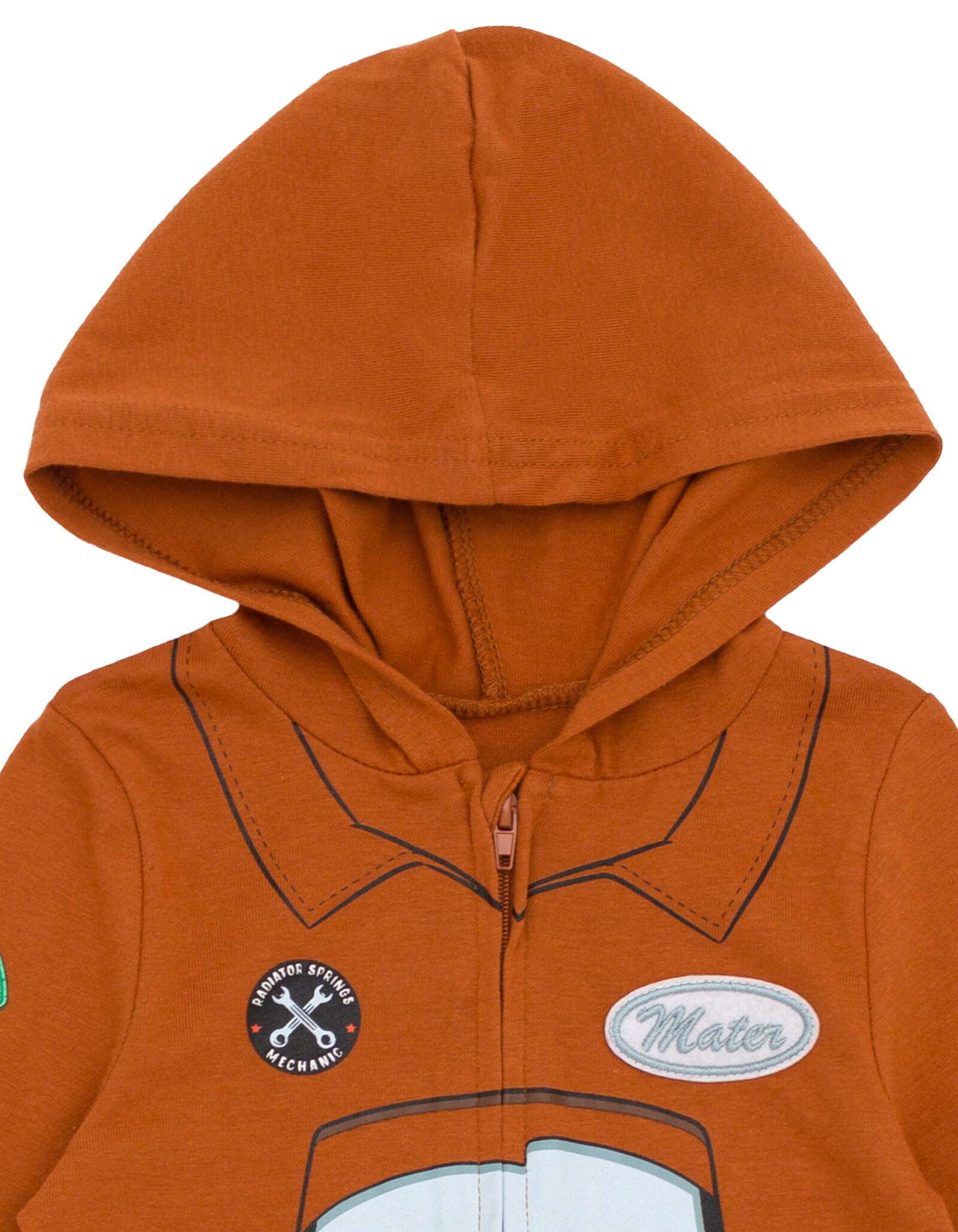 Disney Pixar Cars Tow Mater & Lightning McQueen Zip-Up Coverall Jumpsuit for Newborn to Toddler - Perfect for Halloween Costume, Birthday Party & Cosplay
