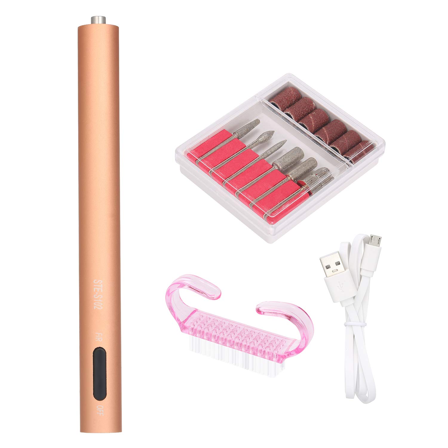 Fesjoy Professional Electric Nail Drill Kit - Rechargeable Cordless Nail File with 6 Polishing Bits, Lightweight Manicure Pedicure Tool for Home & Salon Use | Perfect for Nail Art, Acrylics & Gel Polish Removal