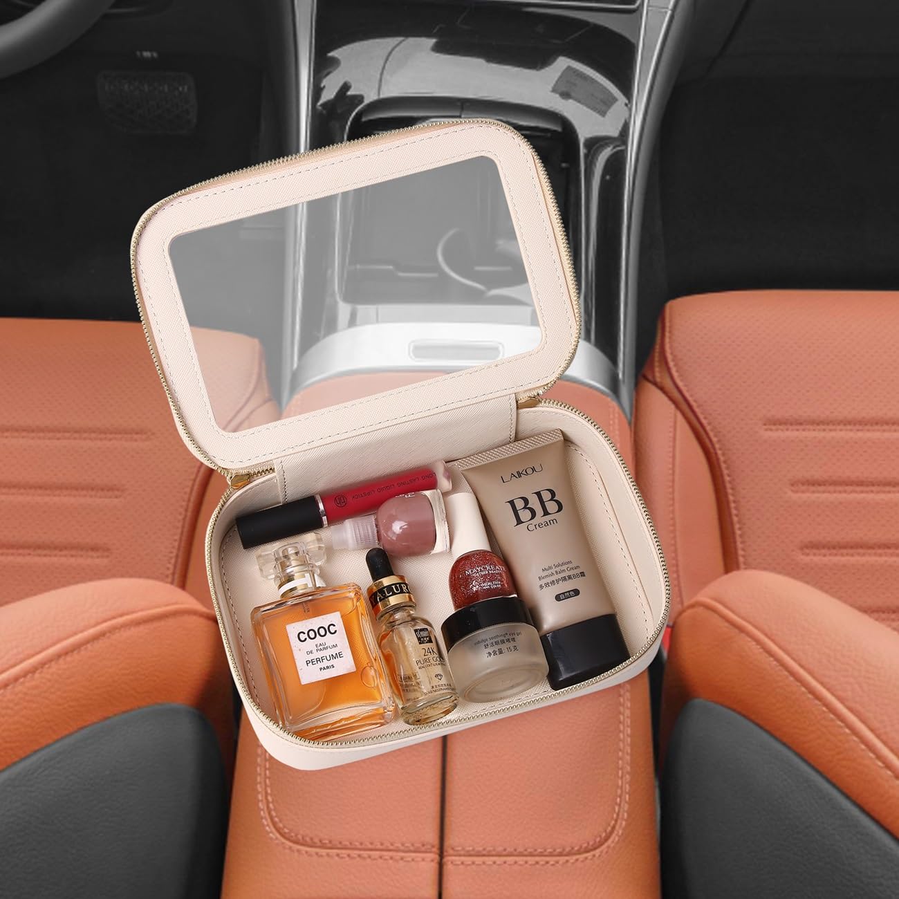 Waterproof Clear Makeup Bag for Travel & Car - Small Cosmetic Organizer