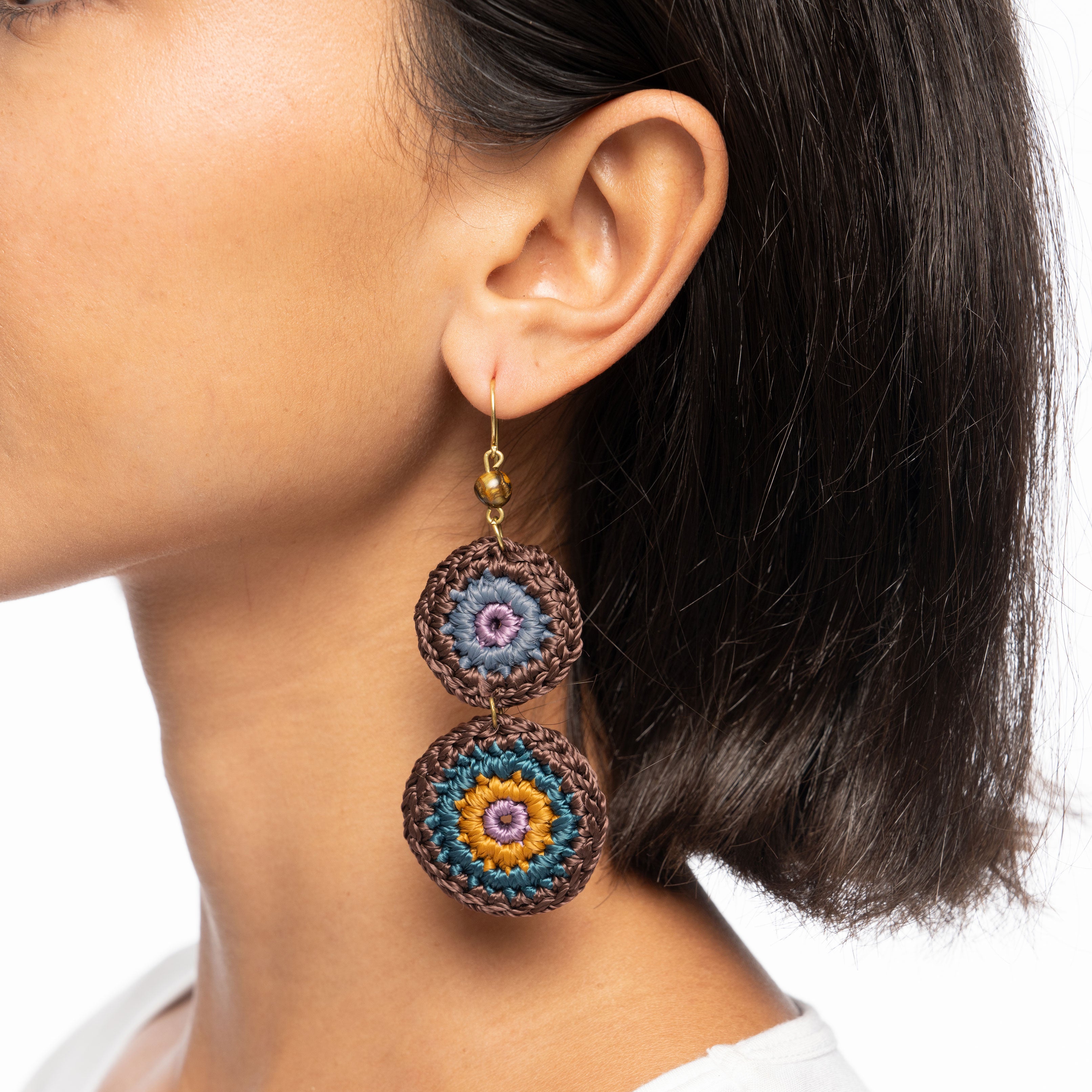 Elegant Jasper Double Disc Earrings for Women - Boho Chic Dangle Jewelry for Casual & Party Wear
