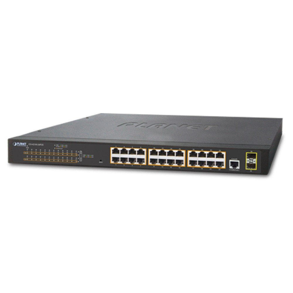 Planet GS-4210-24P2S 24-Port Gigabit PoE+ Managed Switch with 2 SFP Ports - Ideal for Office Networks, IP Surveillance Systems & Smart Home Installations