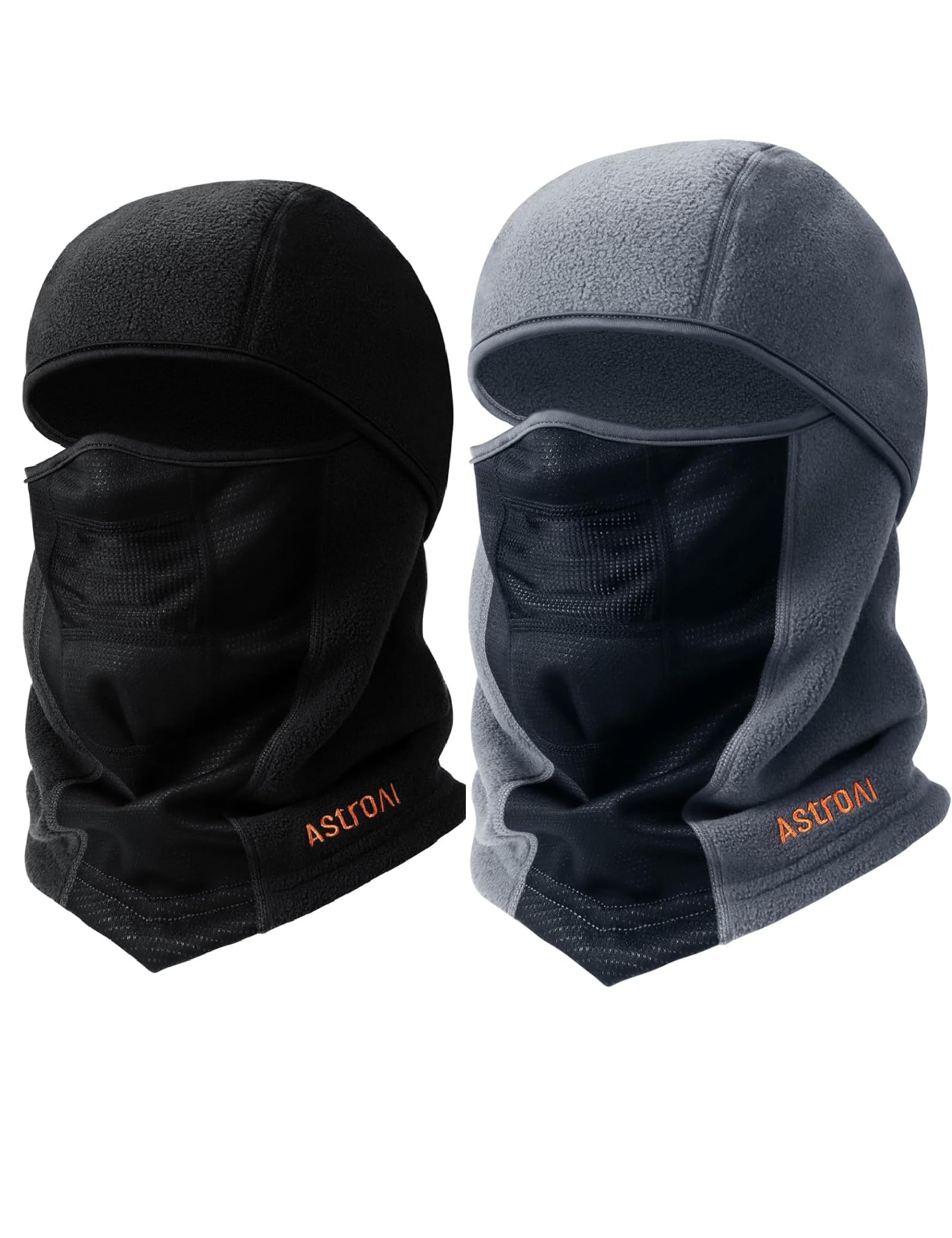 AstroAI Ski Mask Balaclava - Windproof & Breathable Face Cover for Winter Sports, Motorcycling, Hiking - Superfine Polar Fleece (Gray & Black Bundle) - Cold Weather Protection Gear