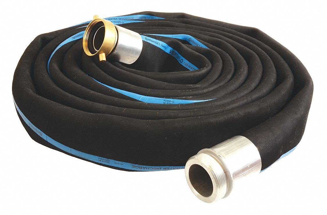 **Top-Rated 25 ft. Black Water Discharge Hose with 2