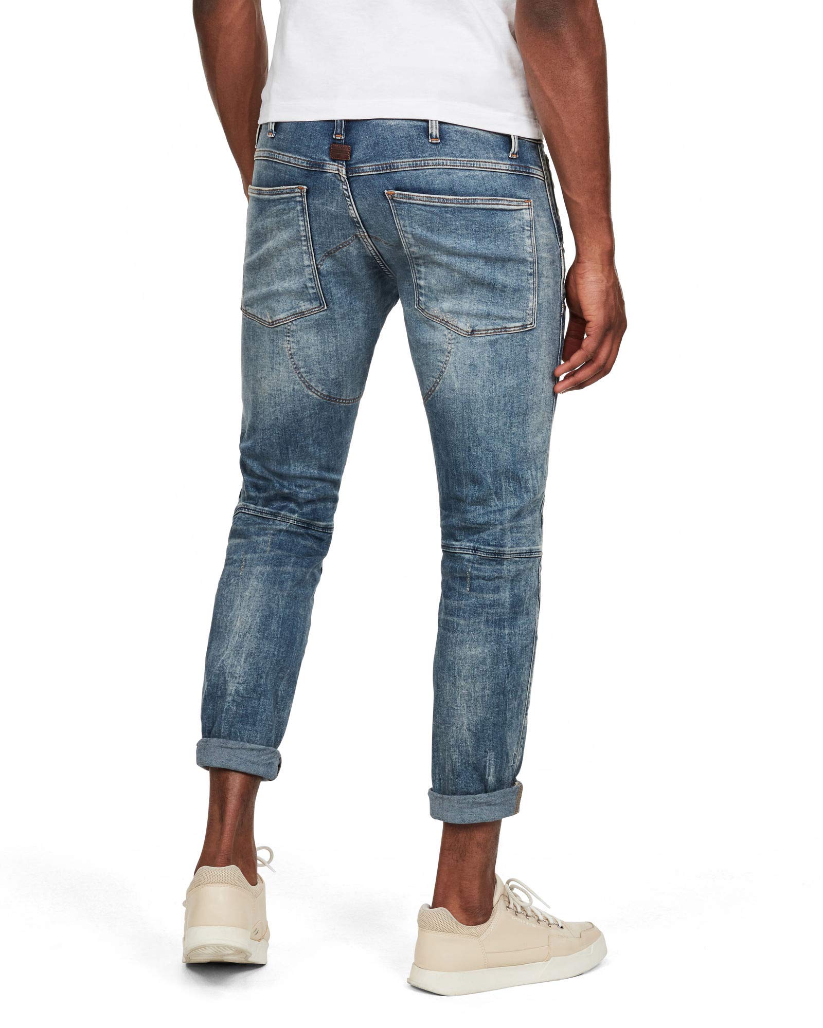 G-Star Raw Men's 5620 3D Skinny Fit Jeans - Light Vintage Aged Destroyed Denim Pants (34W x 30L) | Slim Stretch Comfort for Casual Wear & Night Out