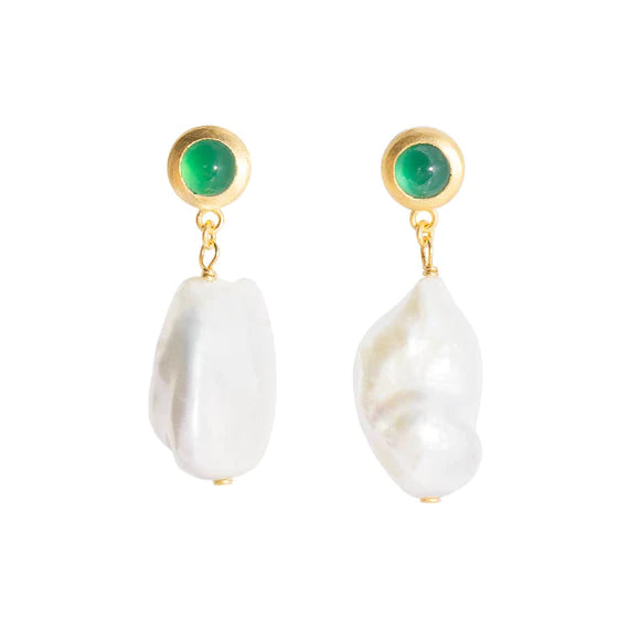 FAIRLEY Aventurine Keshi Drop Earrings - Handmade Dangle Earrings for Women, Natural Stone Jewelry Gift - Perfect for Weddings, Parties & Everyday Wear