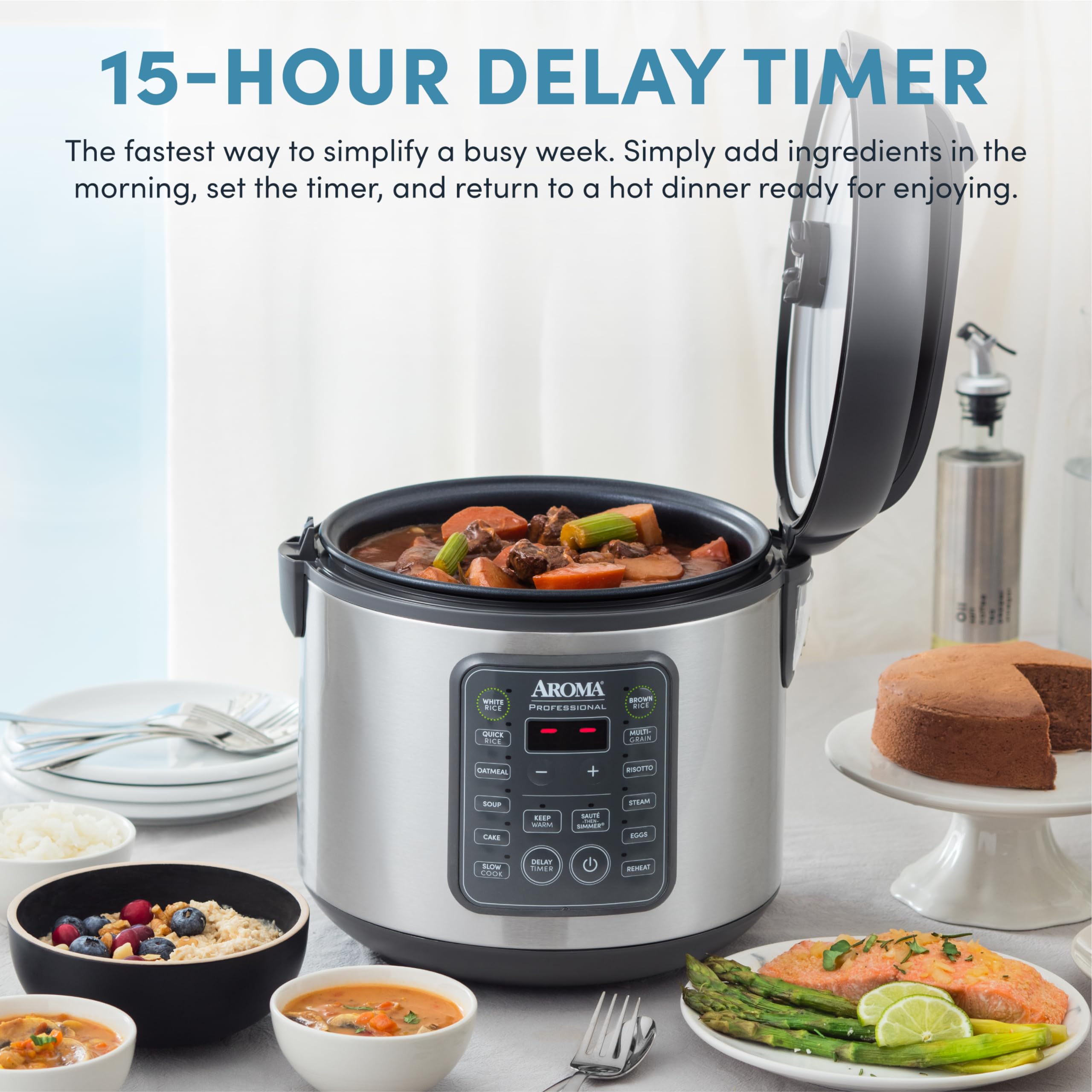 AROMA Professional Digital Rice Cooker 10-Cup (Uncooked) 20-Cup (Cooked) - 5 Qt Multi-Function Slow Cooker, Steamer & Oatmeal/Egg Cooker with STS Technology (Gray, ARC-5200SG) - Perfect for Family Meals, Meal Prep & Healthy Cooking