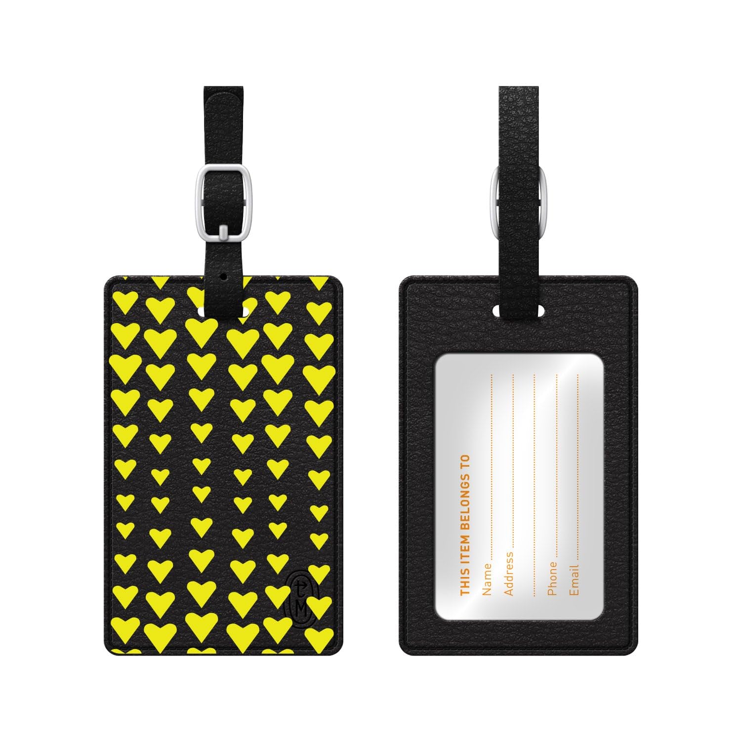 OTM Essentials Artist Series Faux Leather Luggage Tag - Falling Hearts Design - Personalized Travel ID Tag for Suitcases, Bags & Backpacks - Perfect for Air Travel, Vacation & Business Trips