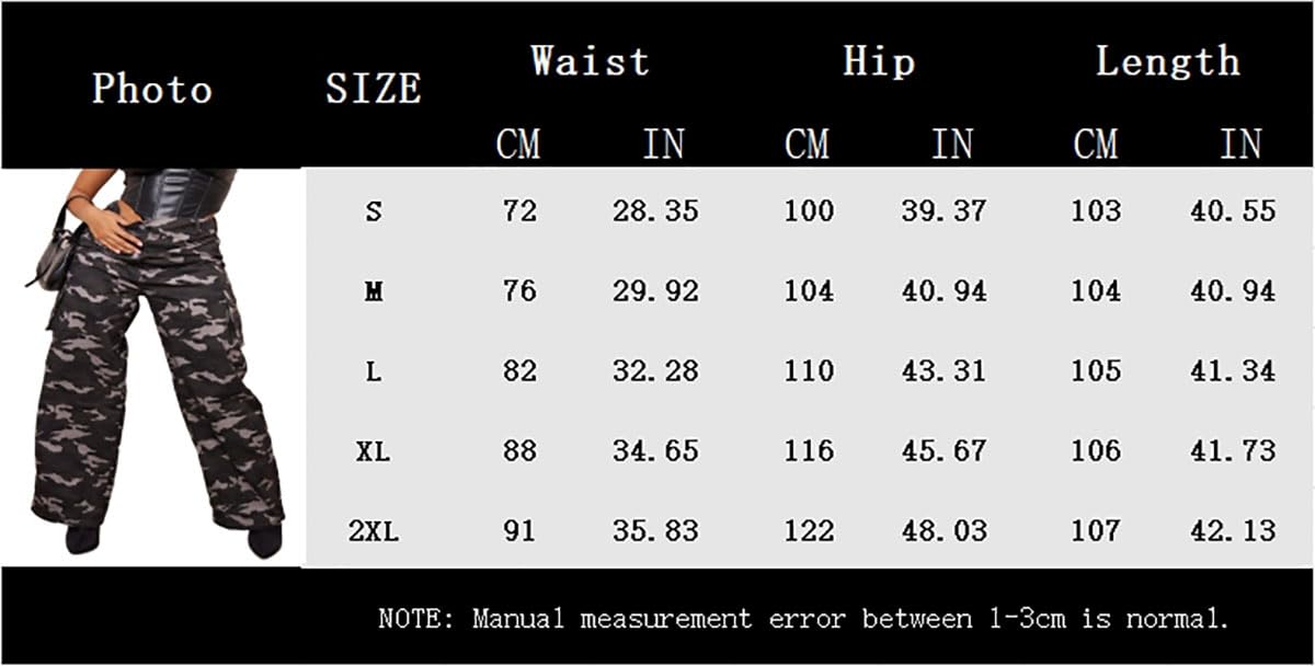 Women's High Waist Camo Cargo Pants - Army Fatigue Joggers with Baggy Wide Leg | Casual Camouflage Sweatpants for Outdoor, Hiking & Streetwear Fashion