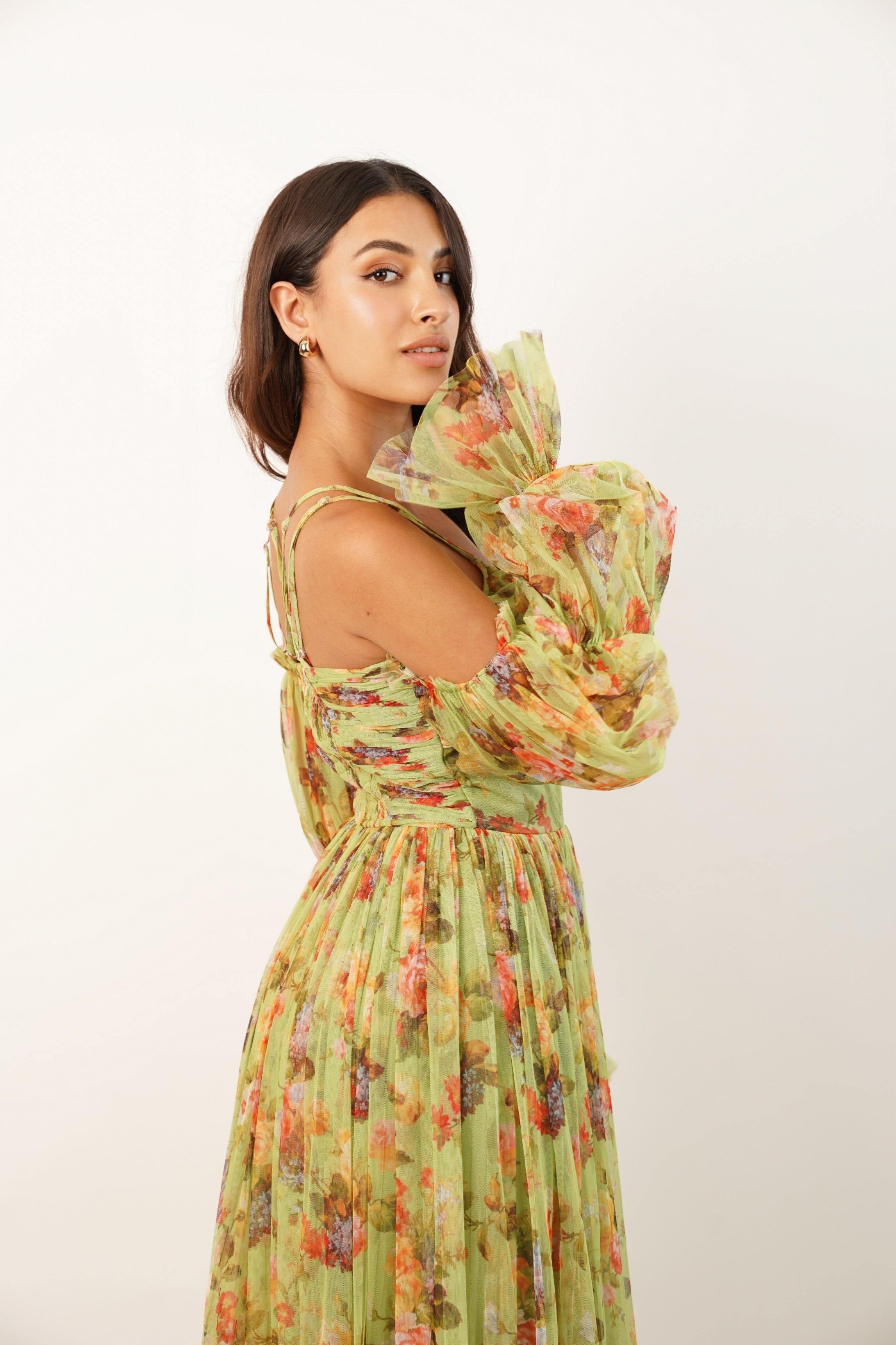 Saylor Green Floral Printed Maxi Dress for Women - Elegant Boho Summer Beach Dress for Vacations, Parties & Casual Outings