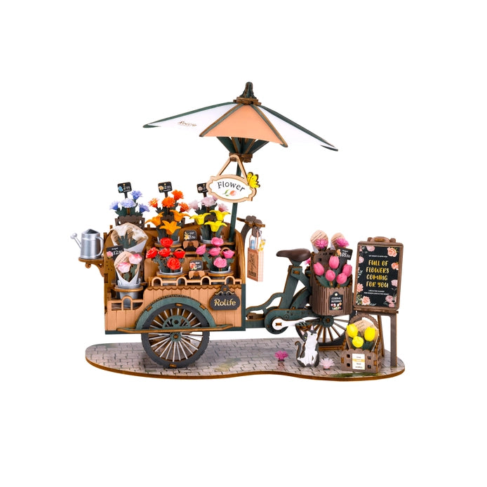 3D Wooden Puzzle Blossom Cart - DIY Wooden Model Kit for Adults & Teens - Creative Home Decor & Gift Idea for Puzzle Lovers - Perfect for Relaxation, Stress Relief & Family Bonding Activities