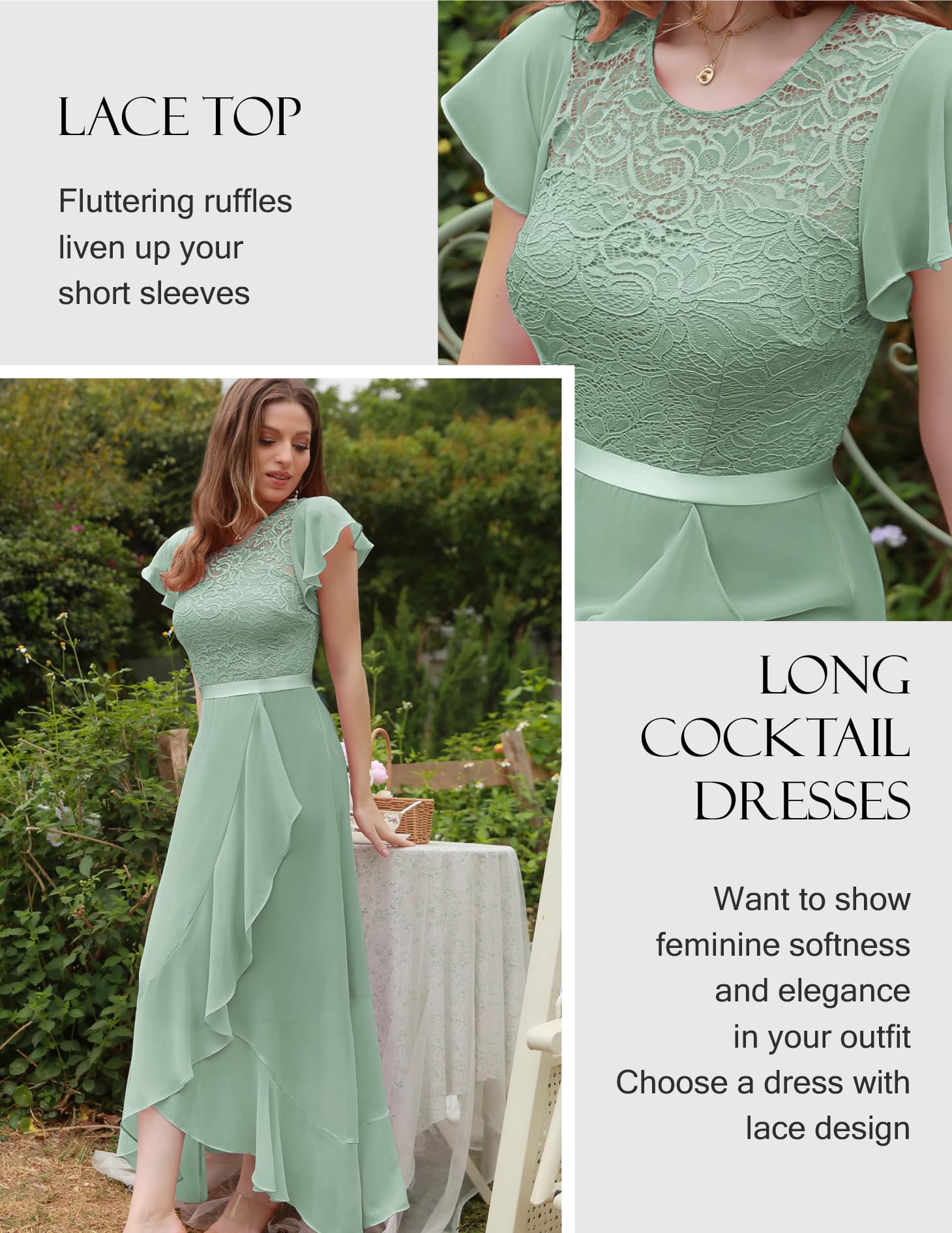BeryLove Elegant Lace Long Prom Dress for Women - 2025 Wedding Guest Cocktail Dress with High Slit | Perfect for Formal Events, Evening Parties & Special Occasions
