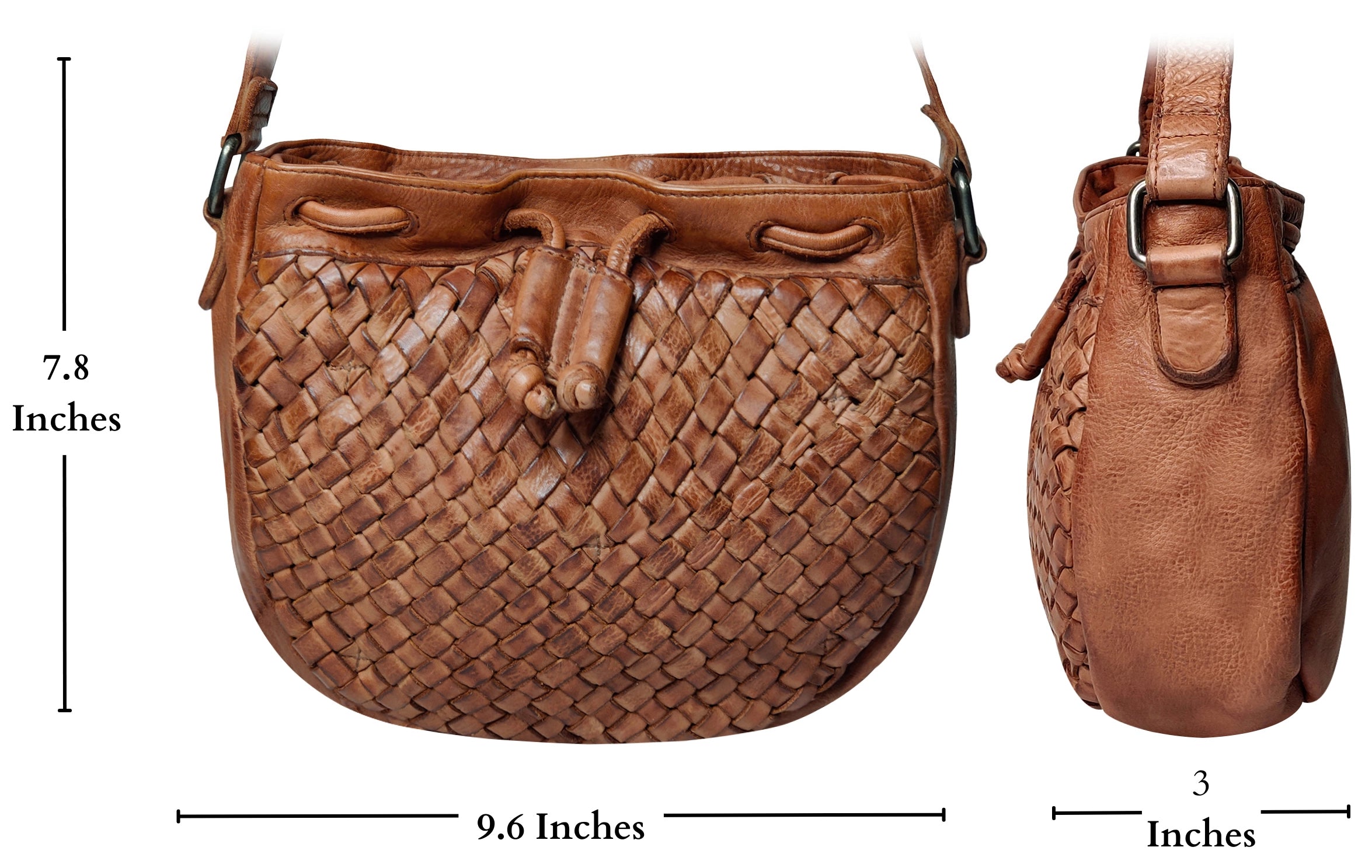 Premium Genuine Leather Shoulder Bag for Women - Classic Cognac Brown Crossbody Purse - Perfect for Work, Travel & Everyday Use