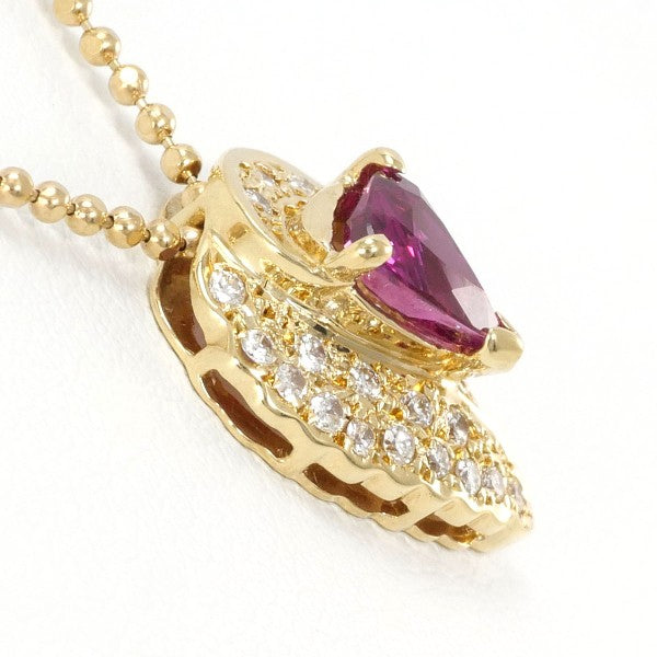 18K Yellow Gold Ruby and Diamond Necklace for Women - Elegant Pendant Jewelry Gift for Anniversary, Valentine's Day & Special Occasions