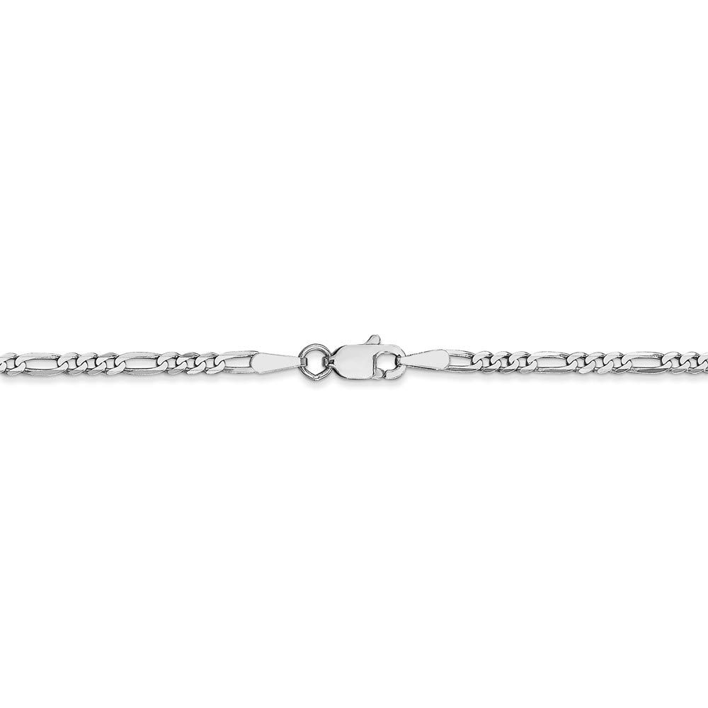 14K White Gold 2.25mm Flat Figaro Chain Anklet - 9 Inch Adjustable Ankle Bracelet for Women | Dainty Layering Jewelry, Beach Vacation, Wedding & Everyday Wear