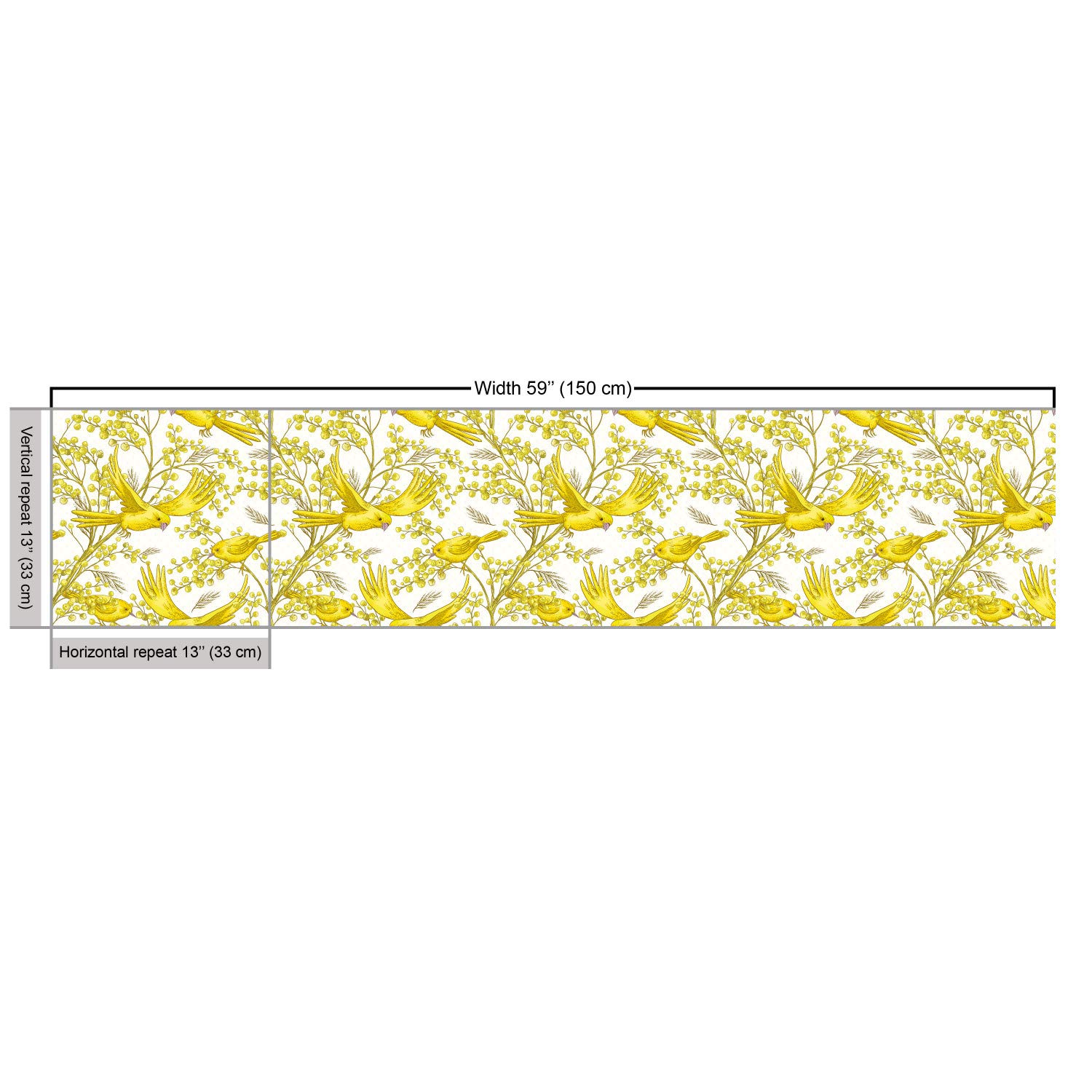 Ambesonne Spring Fabric by The Yard - Romantic Summer Mimosa Flowers & Birds Print | Decorative Upholstery Fabric for Sofa, Curtains & Home Decor | 3 Yards Yellow Earth Yellow | Perfect for DIY Crafts, Pillow Covers & Table Runners