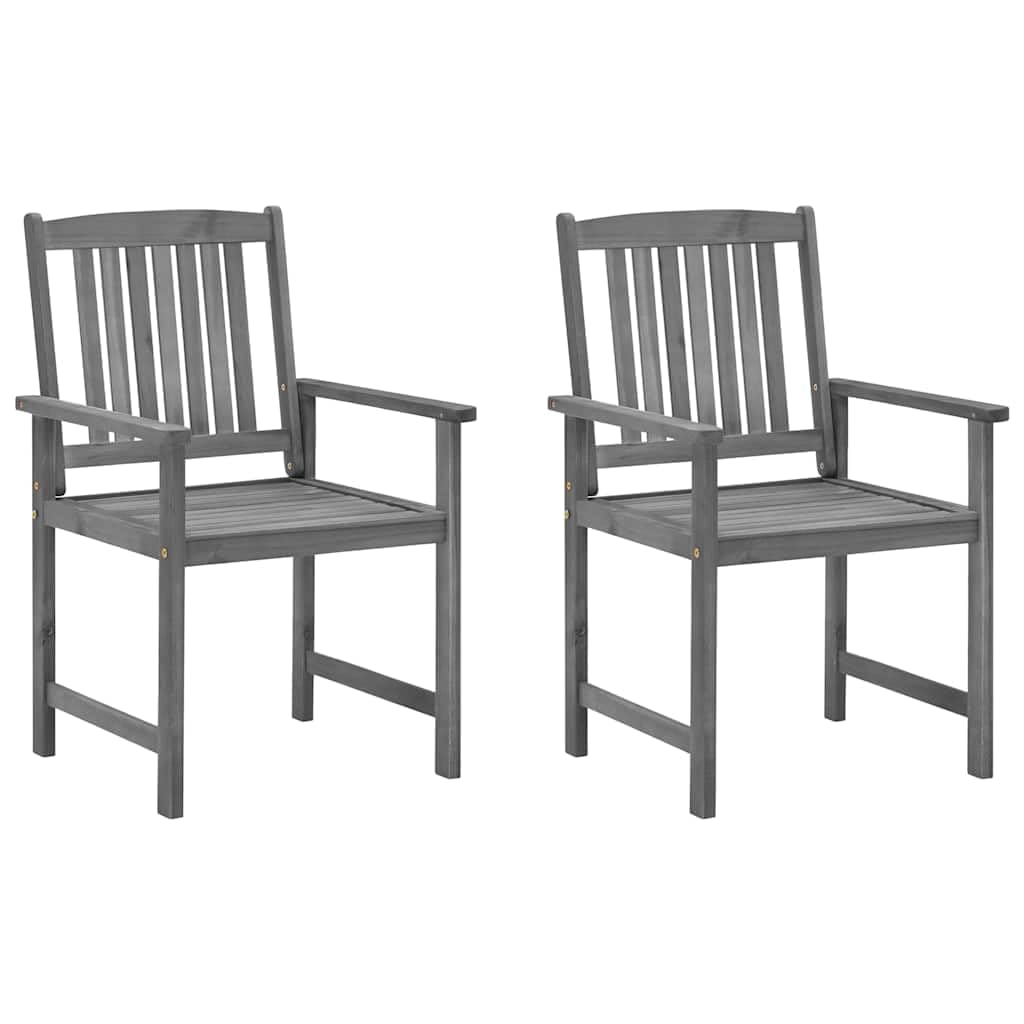 vidaXL 2-Piece Solid Acacia Wood Patio Chairs Set with Cushions - Gray Wash Finish Outdoor Furniture - Durable Farmhouse Style Seating for Garden, Deck, Poolside & Backyard Relaxation