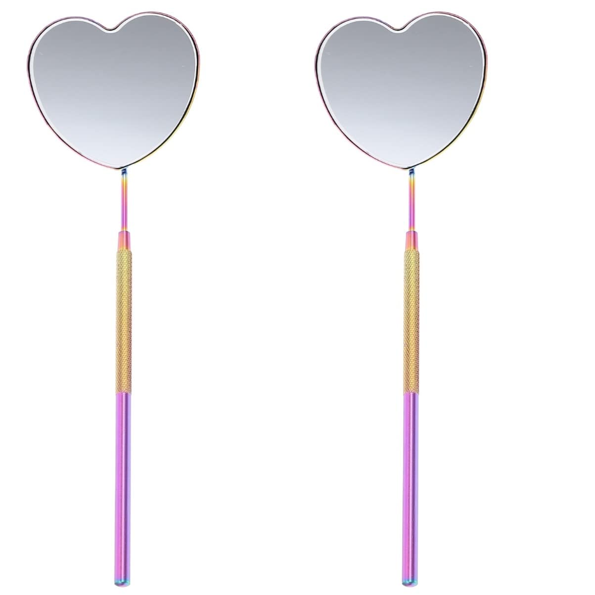 FRCOLOR 2 Pack Heart-Shaped Lash Extension Mirror - Portable Handheld Eyelash Mirror for Professional & Home Use - Perfect for Lash Artists, Makeup Application & Beauty Salons
