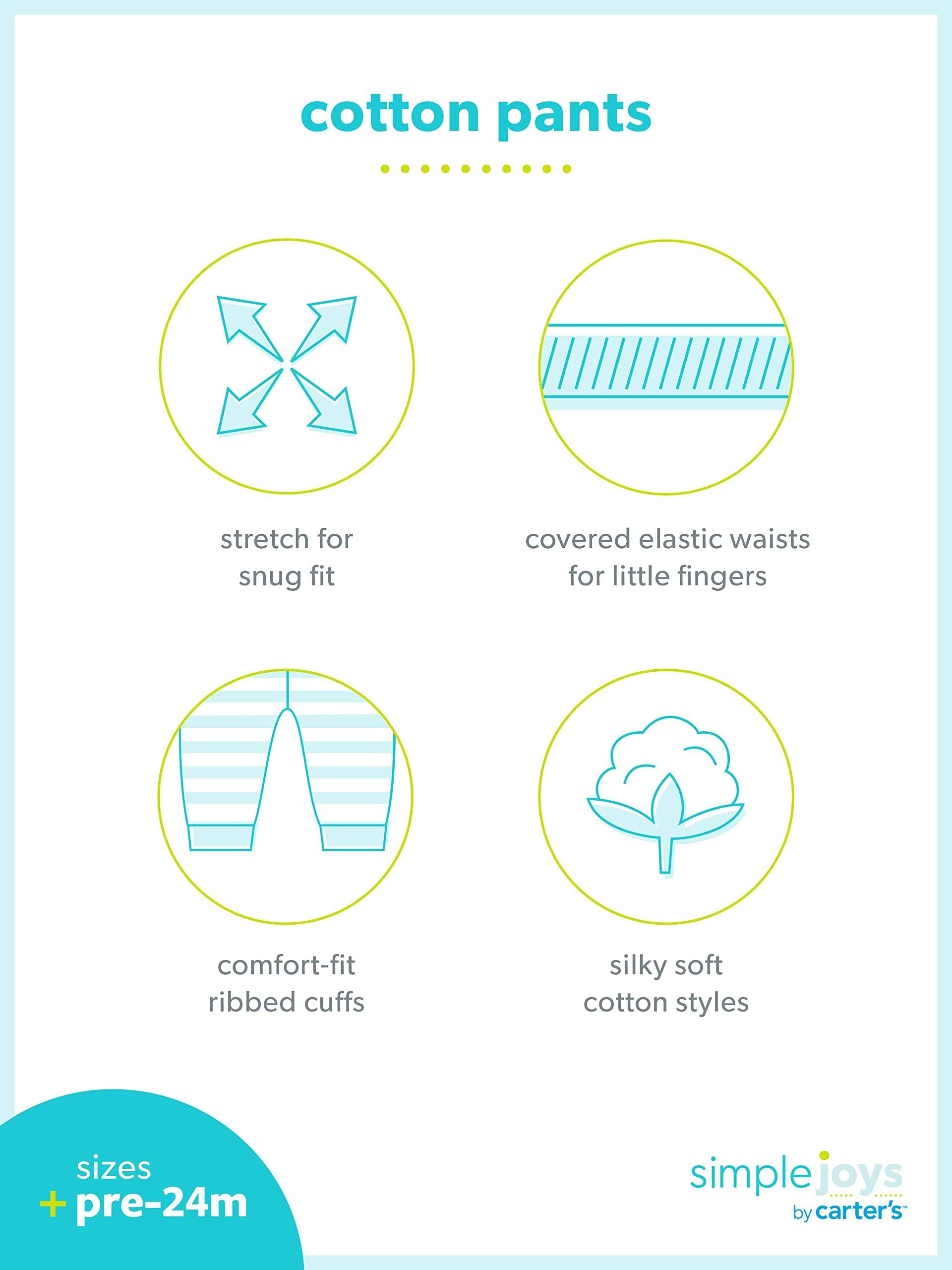 Simple Joys by Carter's Baby Boys' 4-Pack Cotton Pants - Soft & Comfortable Everyday Wear for Playtime, Daycare & Family Outings