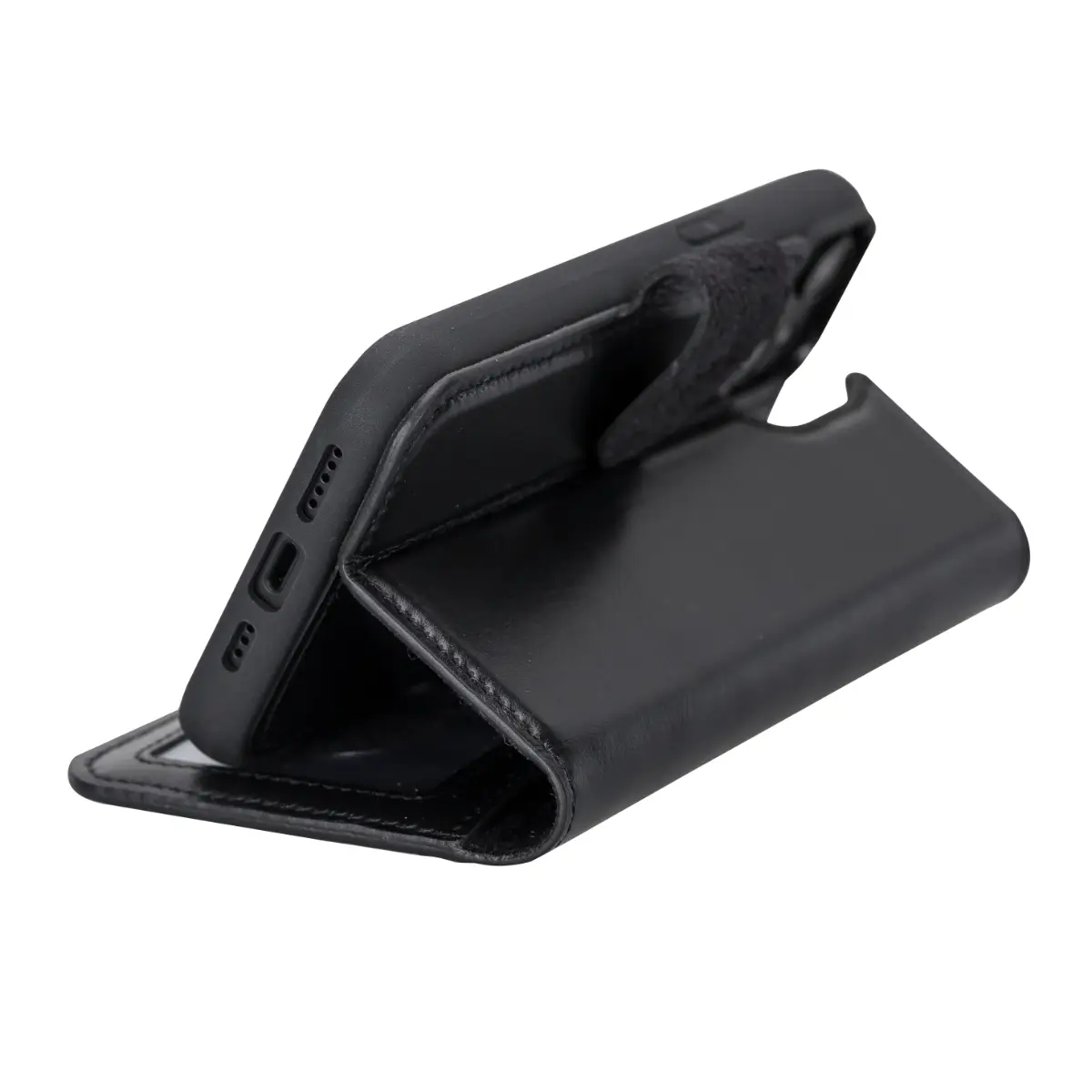 Premium Black Leather Wallet Case for iPhone 14 - Slim Protective Cover with Card Slots | Perfect for Everyday Use, Business Travel & Hands-Free Convenience