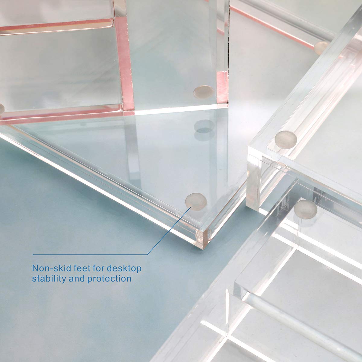 Clear Acrylic Desk Organizer Set - 4-Piece Office & Home Desktop Organizer Kit with Bonus Acrylic Ruler | Perfect for Office Supplies, School Stationery, and Home Office Organization