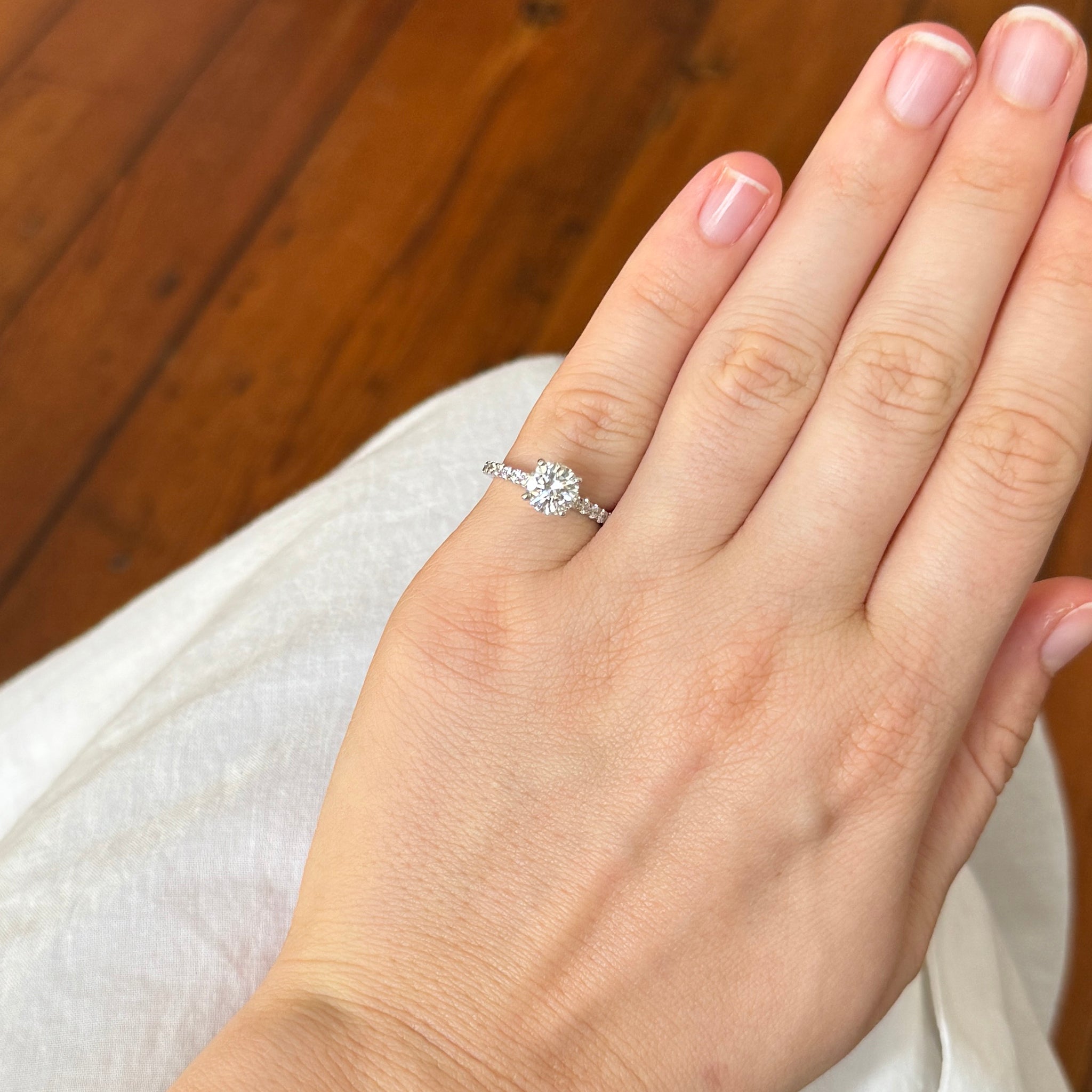 1.21ct G SI2 Round Diamond Solitaire Pavé 14K Gold Engagement Ring for Women - Perfect Proposal, Wedding & Anniversary Jewelry Gift