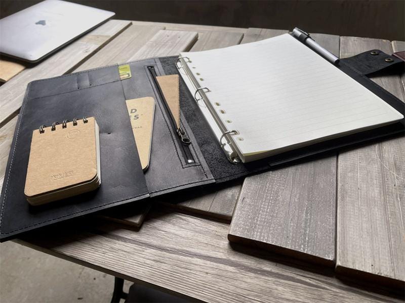 Personalized Black A4 Leather Journal - Custom Name Notebook for Writing, Sketching & Travel - Perfect Gift for Writers, Artists & Professionals