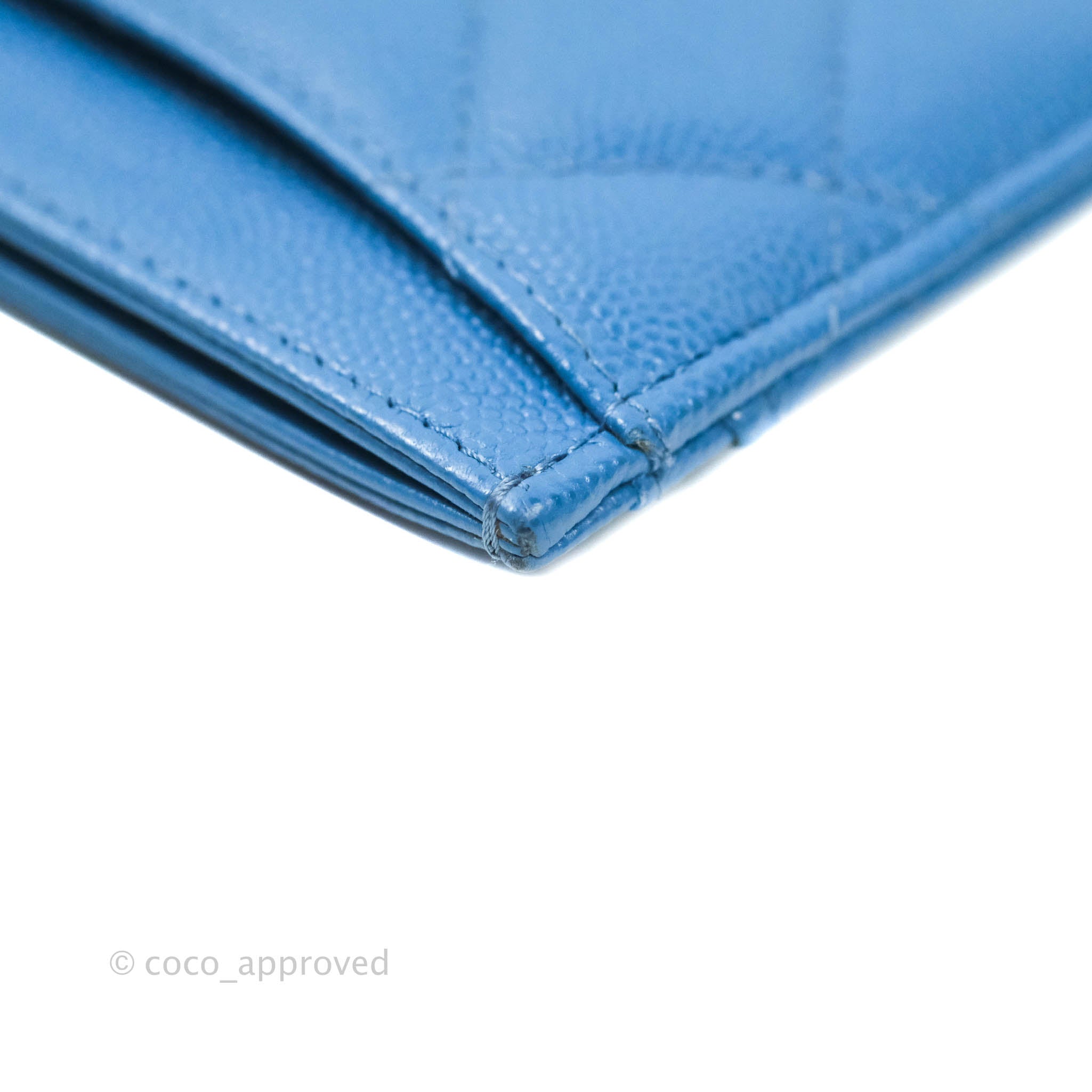 Chanel Classic Caviar Leather Card Holder Wallet - Blue with Gold Hardware | Luxury Slim Credit Card Case for Women, Perfect for Everyday Use & Travel Essentials