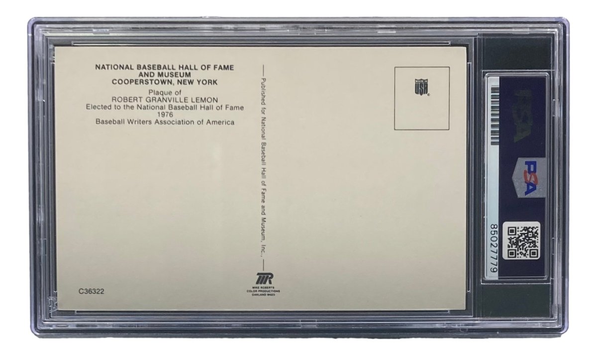 Bob Lemon Signed 4x6 Cleveland HOF Plaque Card PSA/DNA Certified 85027779 - Authentic Autograph Collectible for Baseball Fans & Memorabilia Display