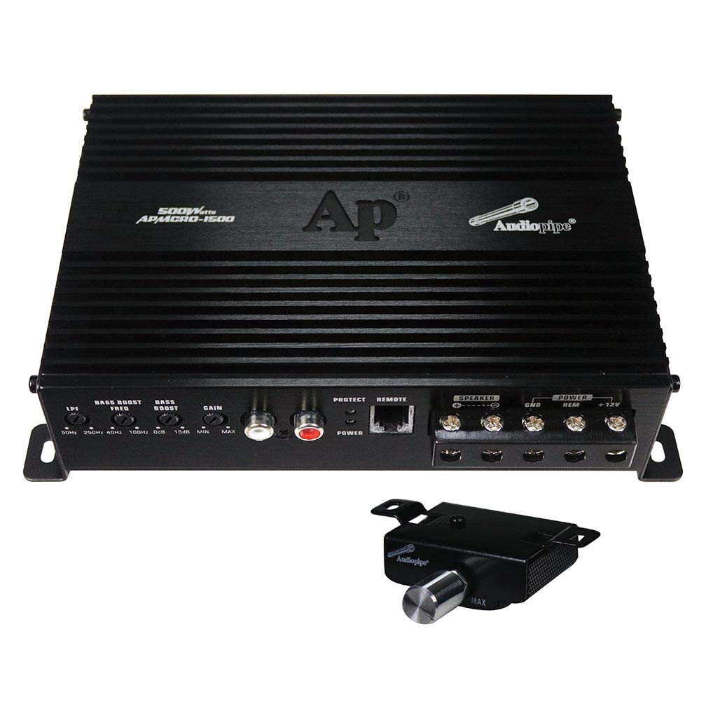 APMCRO-1500 Audiopipe Micro Class D 500 Watt Amplifier - Compact Power for Car Audio, Home Theater & DJ Equipment