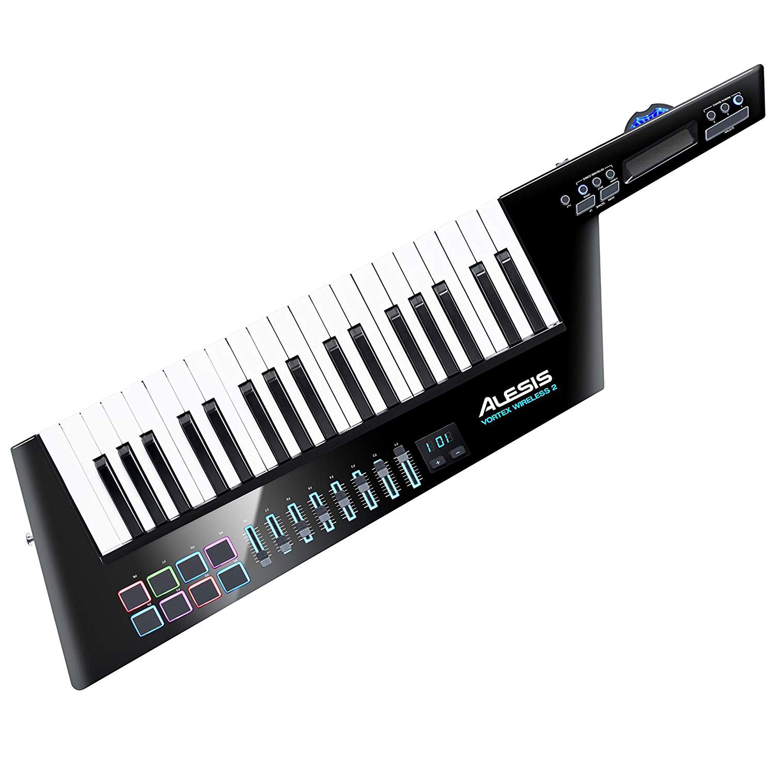 Alesis Vortex Wireless 2 - Professional USB MIDI Wireless Keytar Controller with Software Suite | Portable MIDI Keyboard for Live Performances, Studio Recording & Stage Shows (Black)