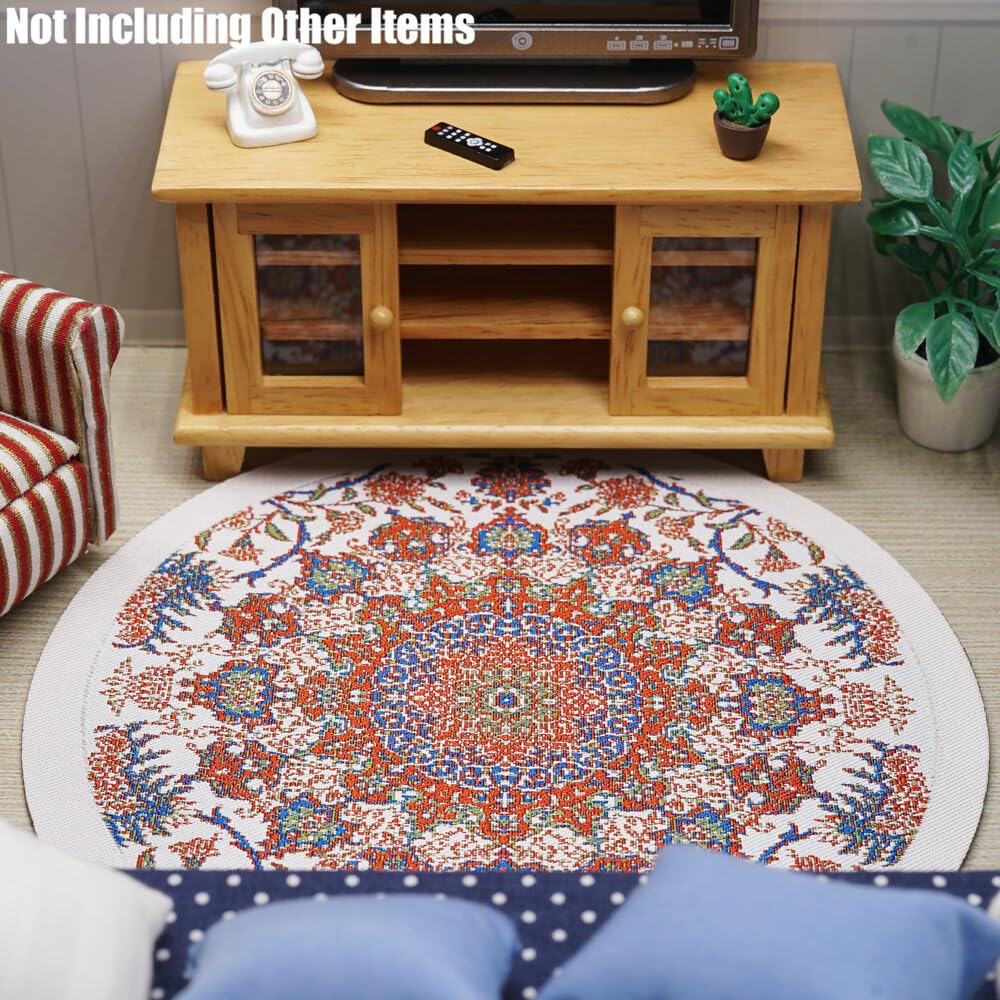 Odoria 1/12 Scale Miniature Round Rugs & Carpets for Dollhouse Decor - Red | Perfect for Dollhouse Flooring, DIY Miniature Scenes, and Model Train Layouts