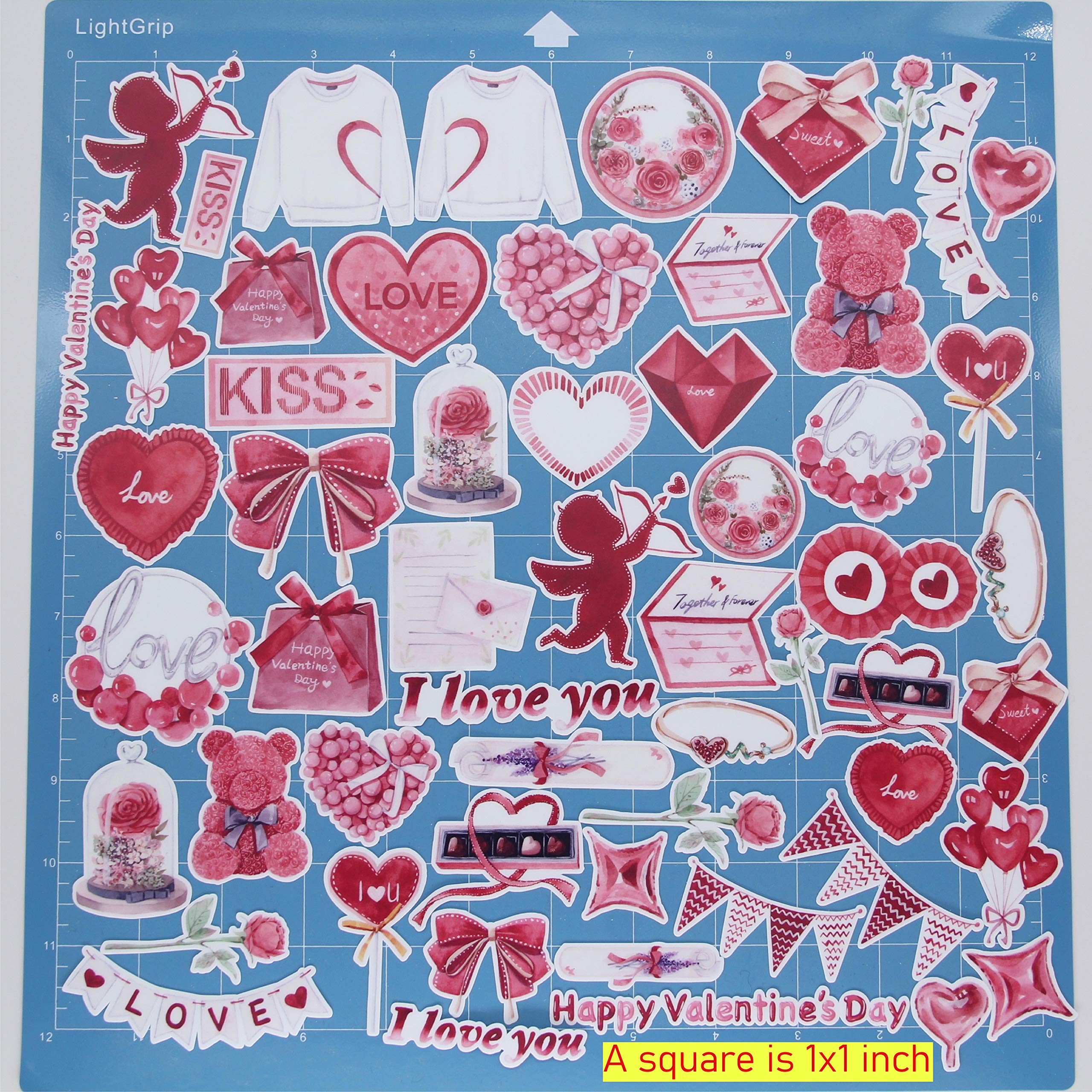 56pcs Waterproof Valentine's Day Stickers - Sweet Love Romantic Vinyl Decals for Scrapbooking, Laptop, Water Bottle, Journaling | Perfect for DIY Crafts, Gift Wrapping & Personalized Decorations