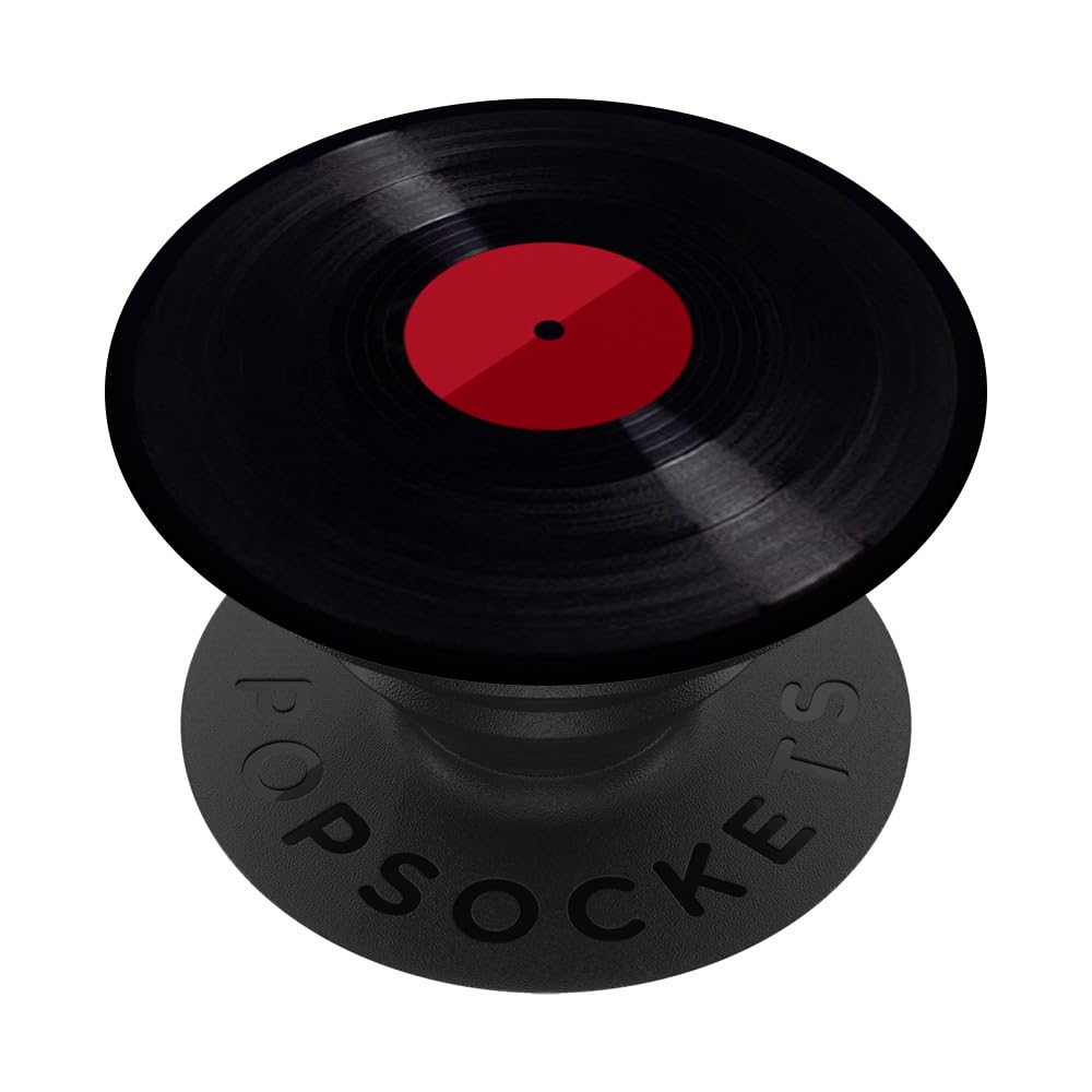 Pop Socket Vinyl Record Red Black Design - Swappable PopGrip for Phones & Tablets | Secure Adhesive Grip for Music Lovers & Daily Use