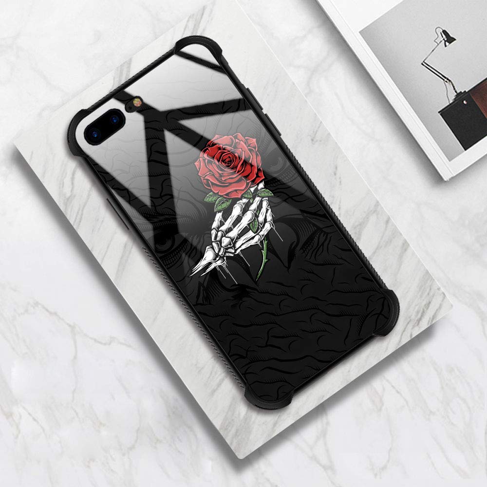 CARLOCA Skull Hand Holding Rose iPhone 7/8/SE 2020 Case - Shockproof Anti-Scratch Hard Back Cover for iPhone 7, iPhone 8, iPhone SE 2nd Gen - Trendy Protective Phone Case for Girls & Boys - Perfect for School, Work, and Everyday Use