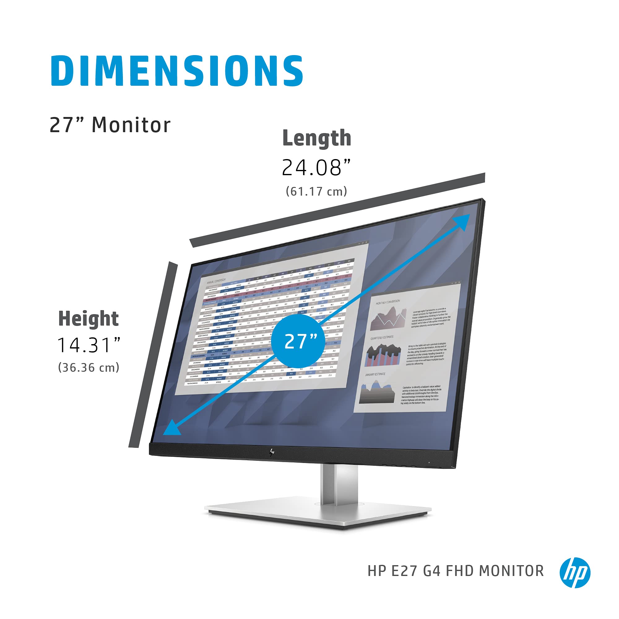 HP E27 G4 27-inch Full HD 1080p IPS Anti-Glare Monitor with Low Blue Light & On-Screen Controls - Ideal for Home Office, Gaming, and Professional Workstations