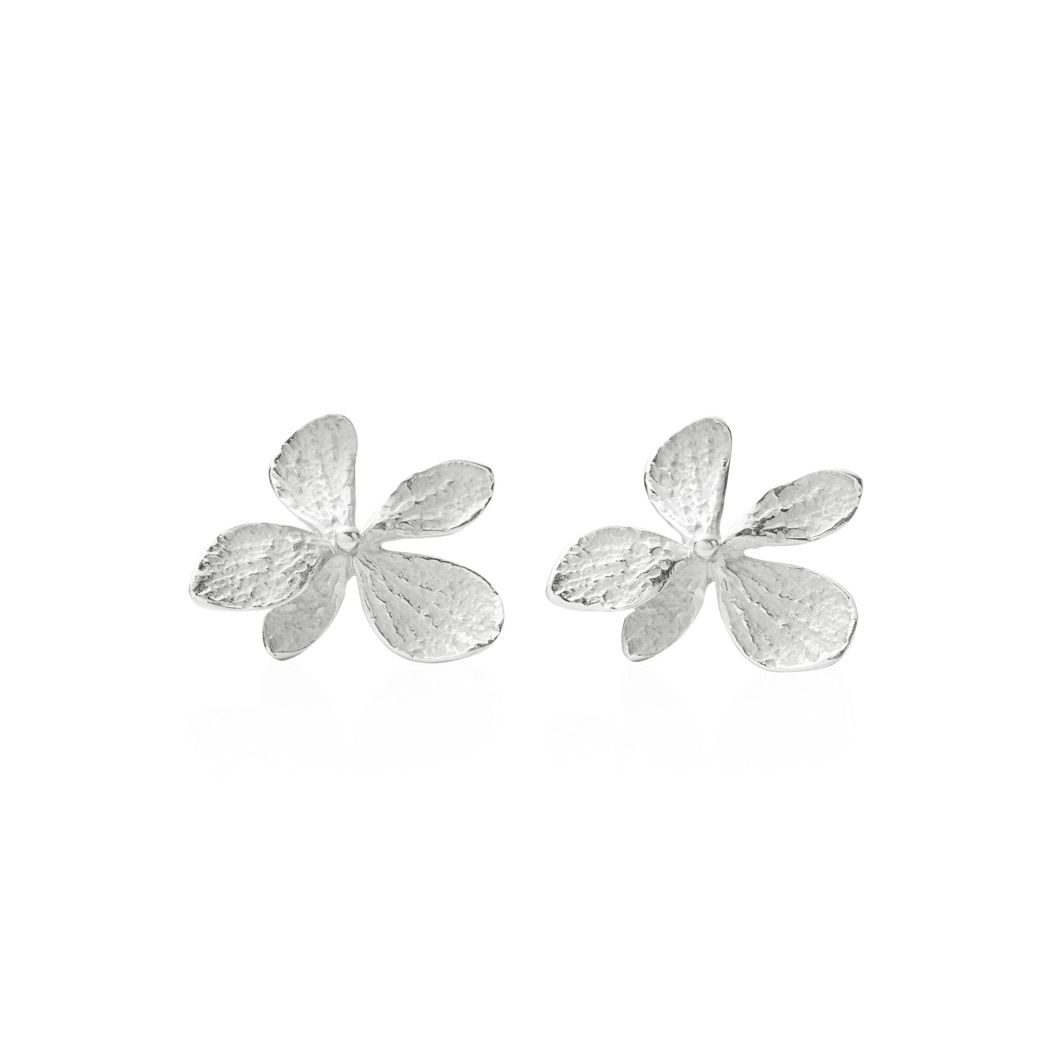 Silver Single Hydrangea Stud Earrings for Women - Dainty Floral Jewelry Gift for Her - Perfect for Weddings, Date Nights & Everyday Wear