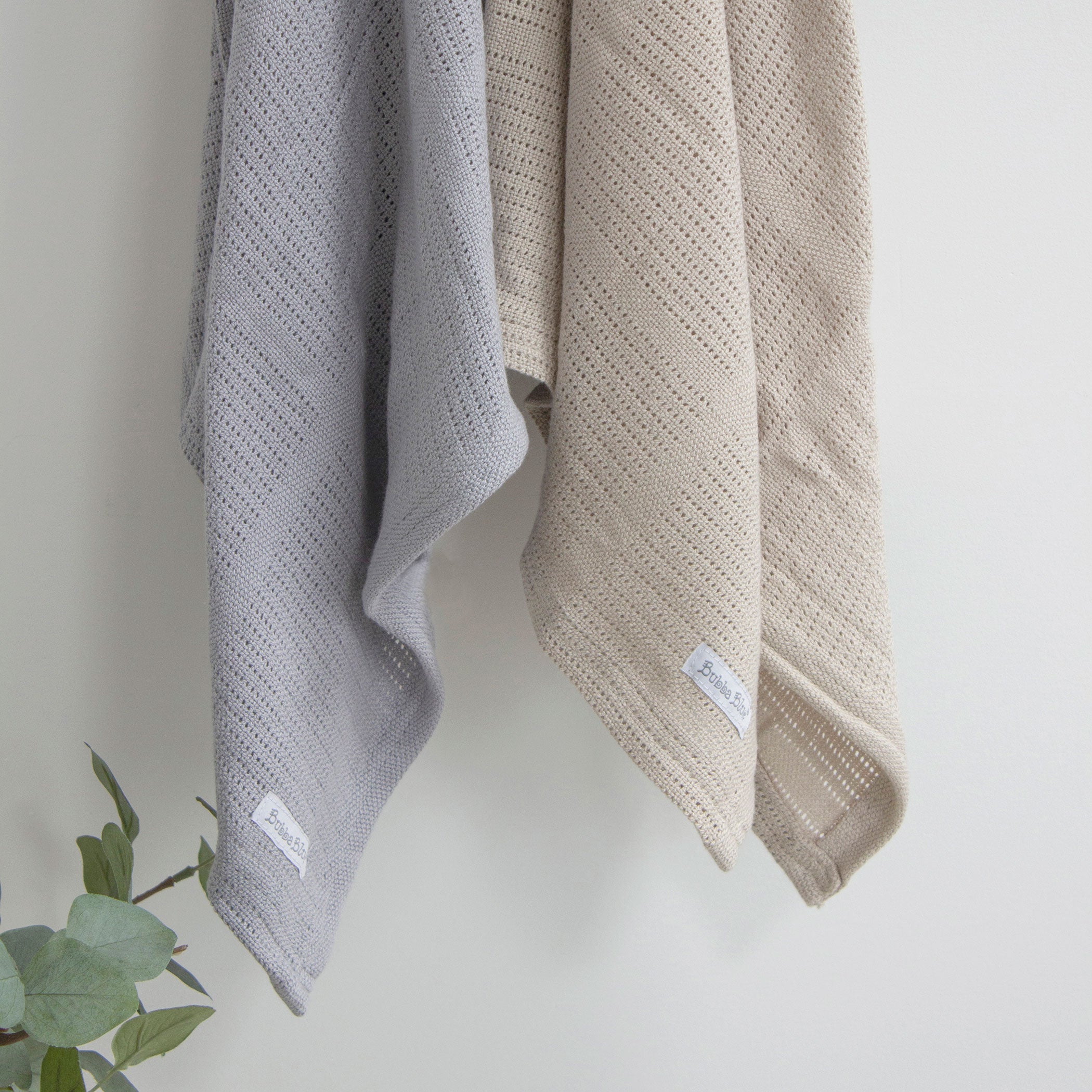 Nordic 2-Pack Soft Cellular Blanket - Breathable Baby Blanket Set in Grey & Sand Colors | Perfect for Nursery, Stroller, and Swaddling