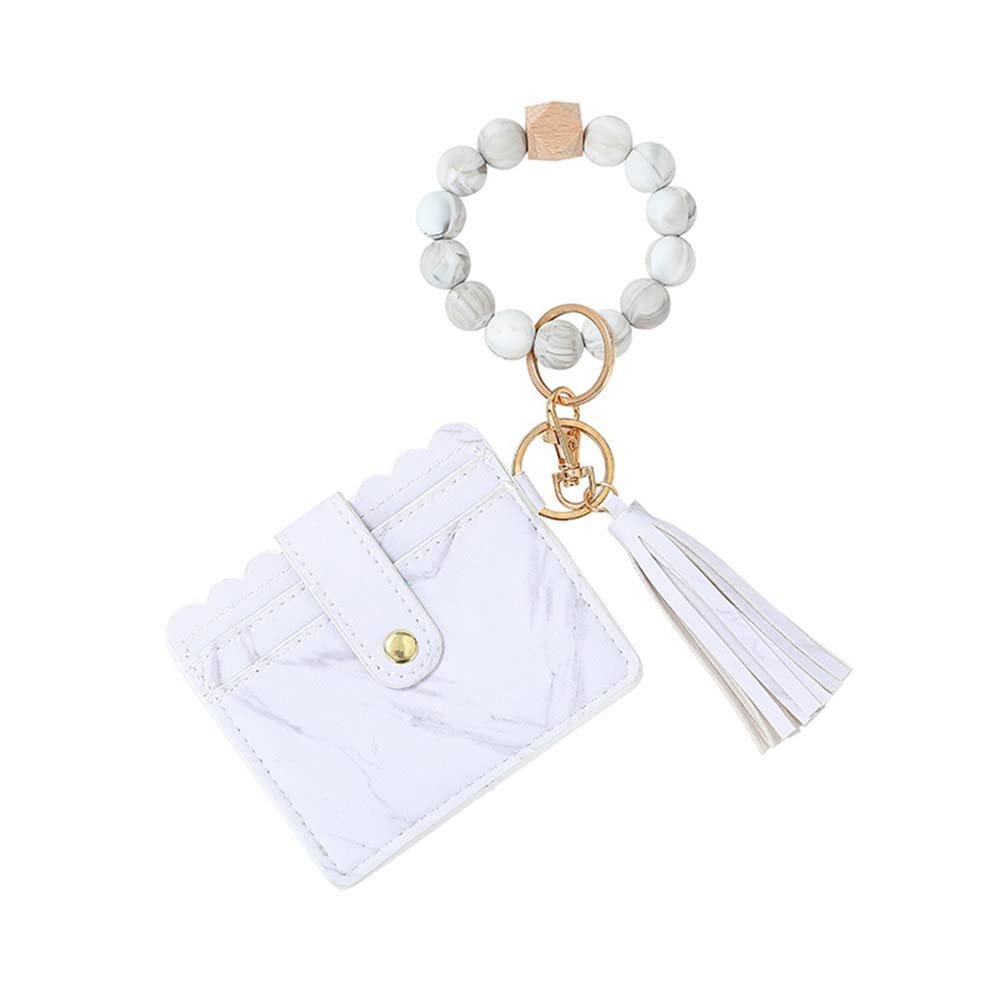 Stylish Beaded Bracelet Keychain for Women - Multi-Functional Wristband Card Holder & Car Keychain - Perfect for Daily Use, Travel, and Gifts