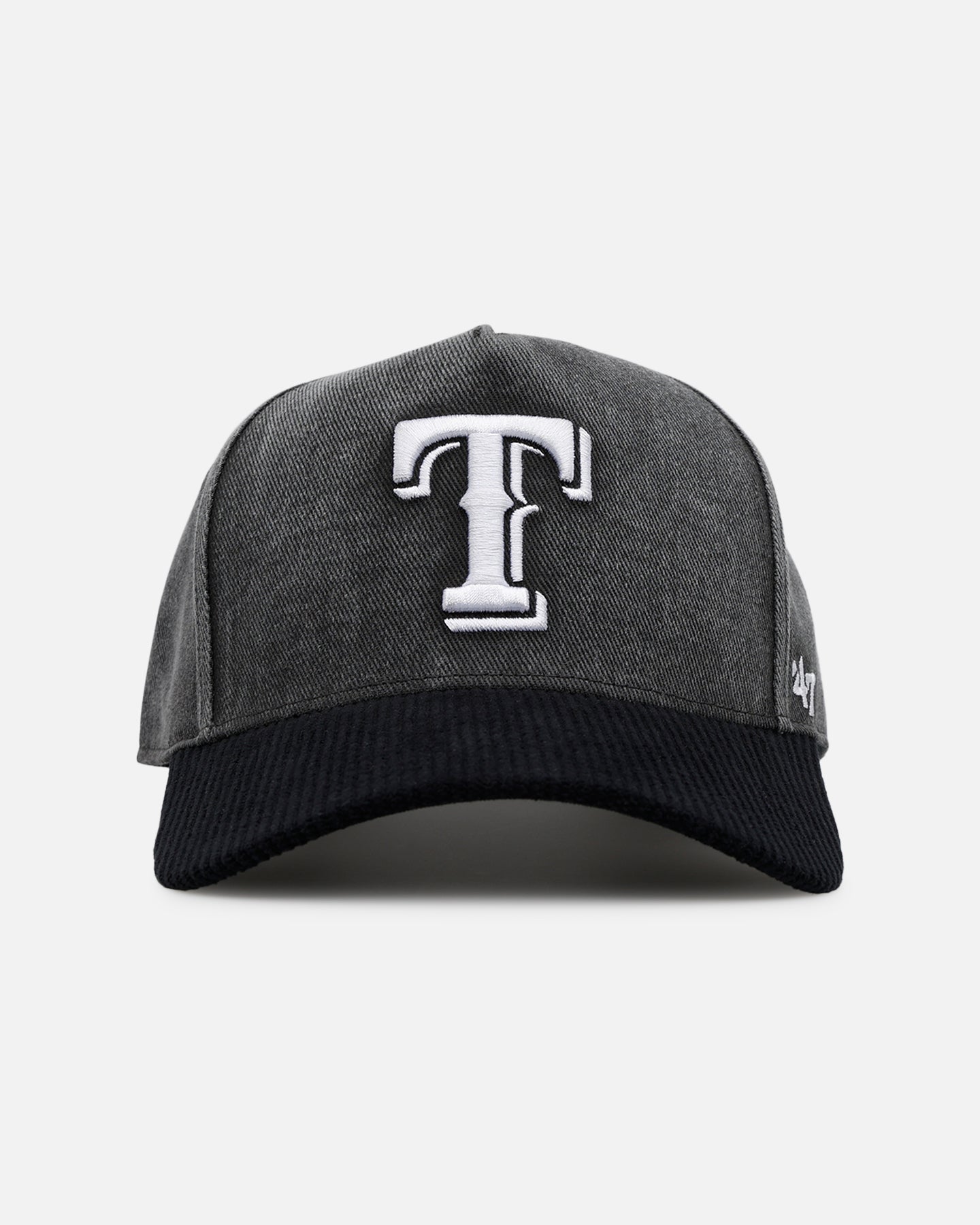 47 Brand Texas Rangers 'Apollo Corduroy' Snapback Hat - Black Adjustable Baseball Cap for Men & Women - Perfect for Sports Fans, Casual Wear & Outdoor Activities