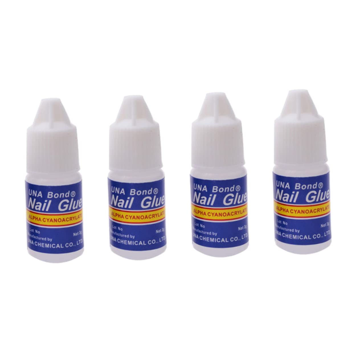 Minkissy 4pcs Nail Glue for Acrylic Nails - Strong Adhesive for Fake Nails, Press On Nails & Nail Tips - 3g Brush On Glue for Nail Art & Accessories - Perfect for Salon, Home Manicure & DIY Nail Extensions